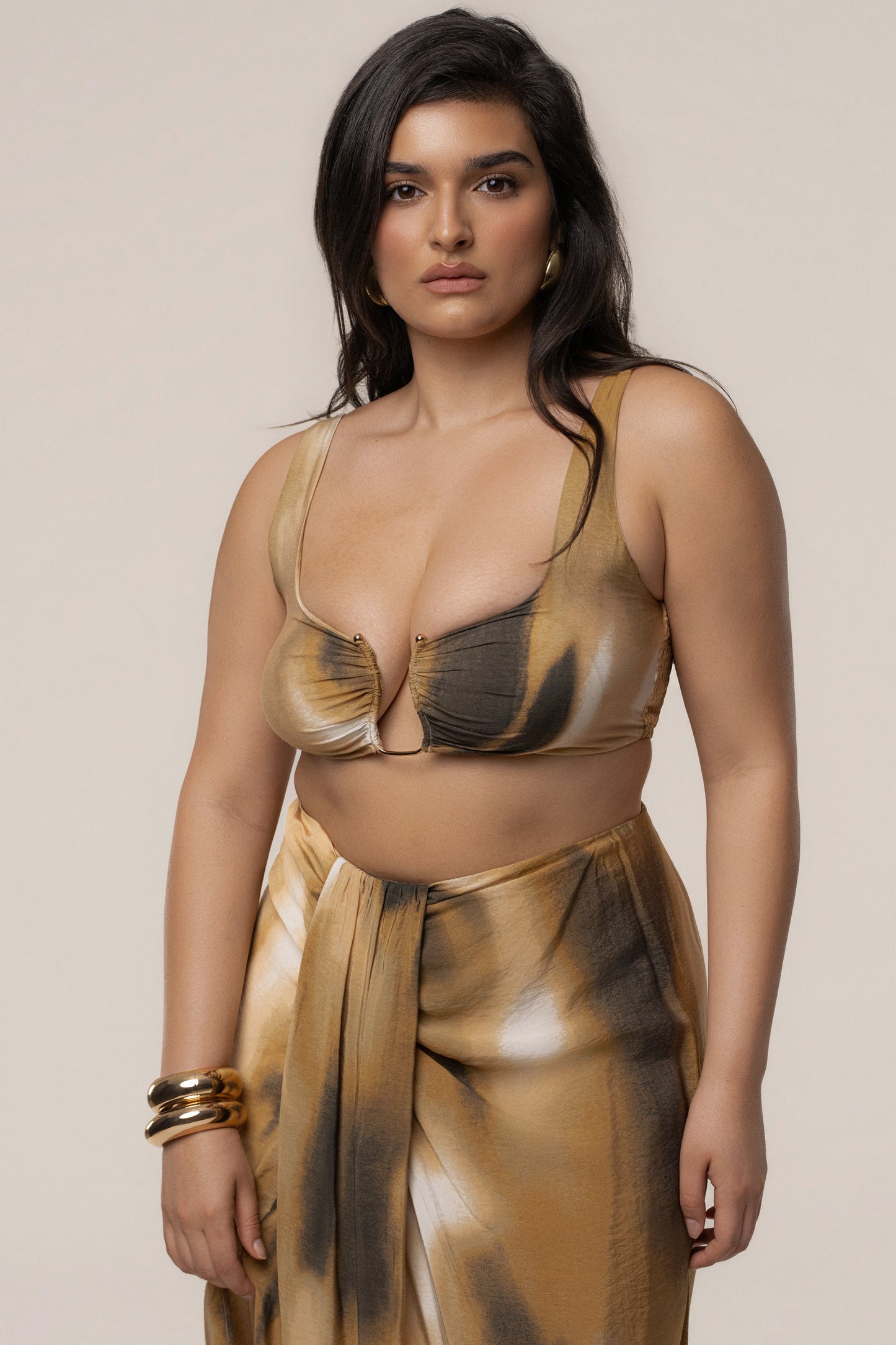 Brown Flowing Elegance Maxi Skirt JLUXLABEL