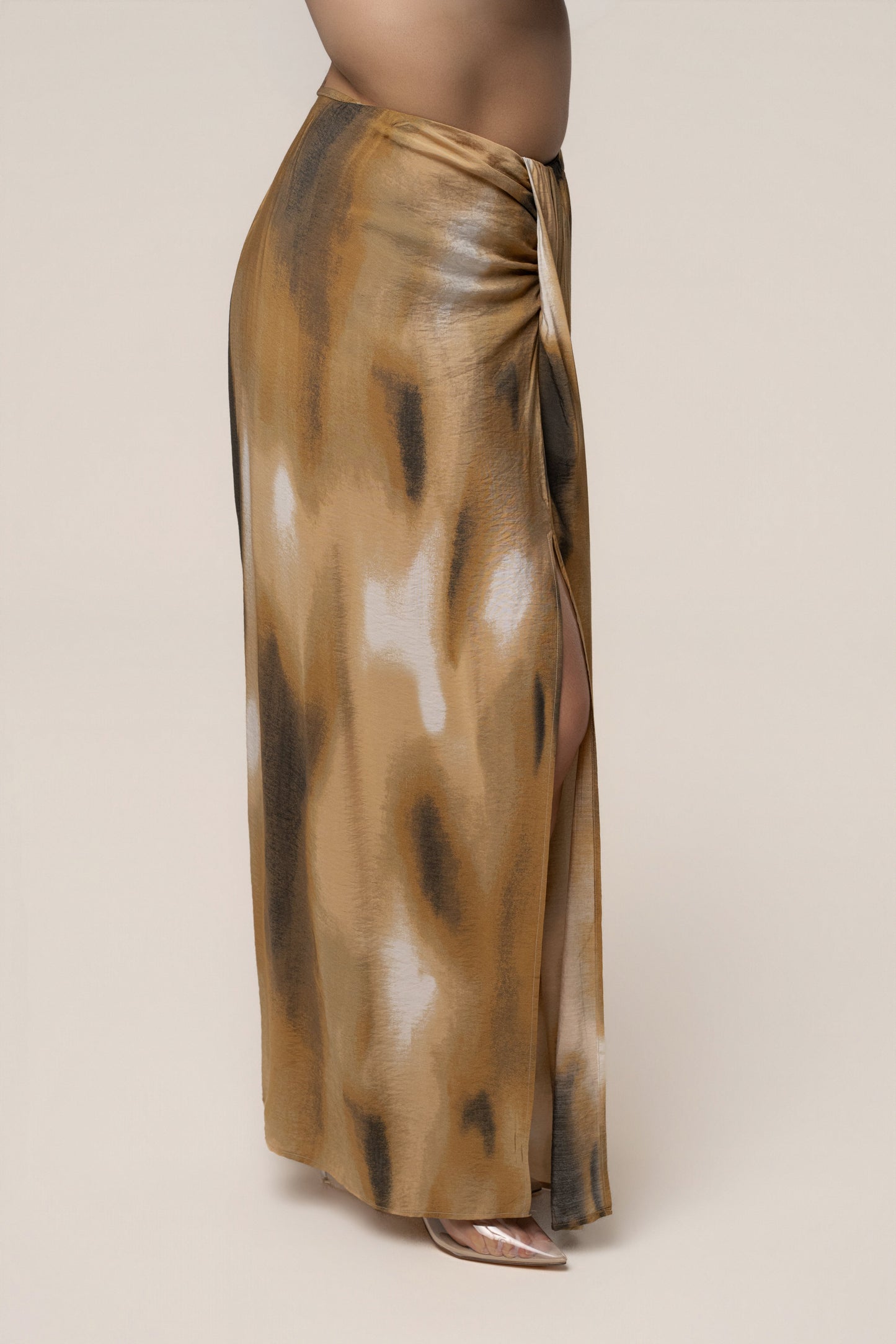 Brown Flowing Elegance Maxi Skirt JLUXLABEL