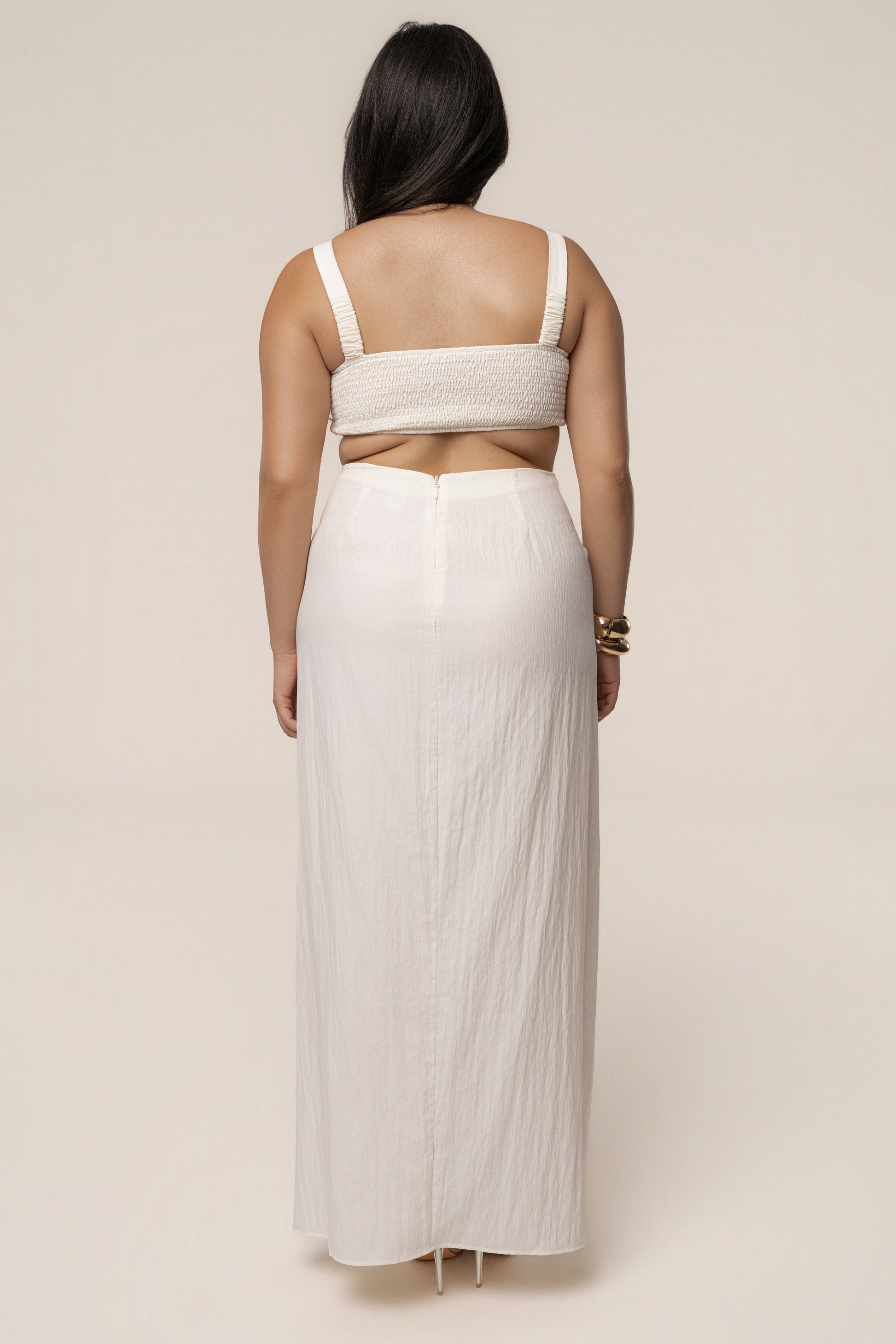 Ivory Flowing Elegance Maxi Skirt JLUXLABEL