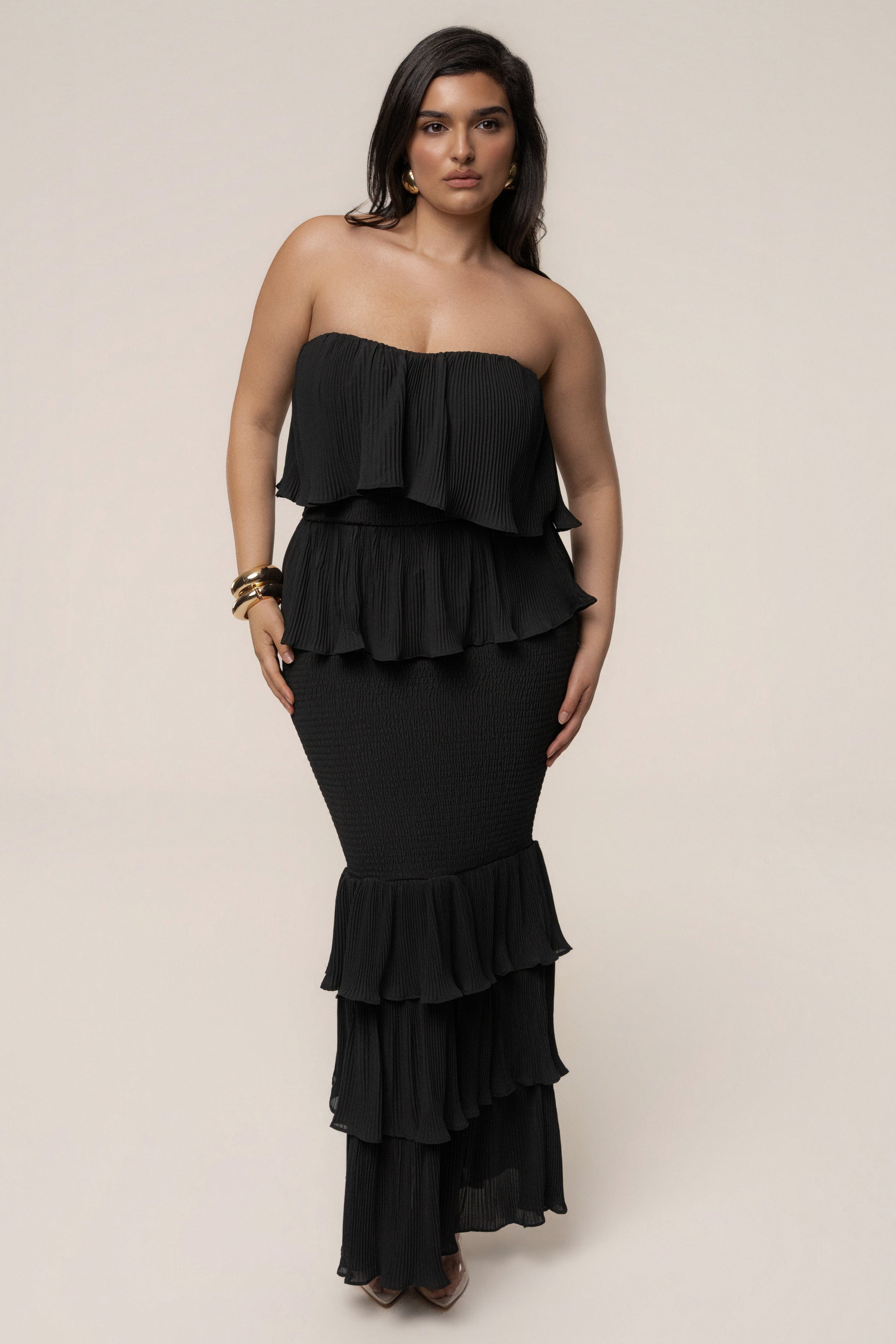 Black Casa Blanca Ruffle Dress JLUXLABEL