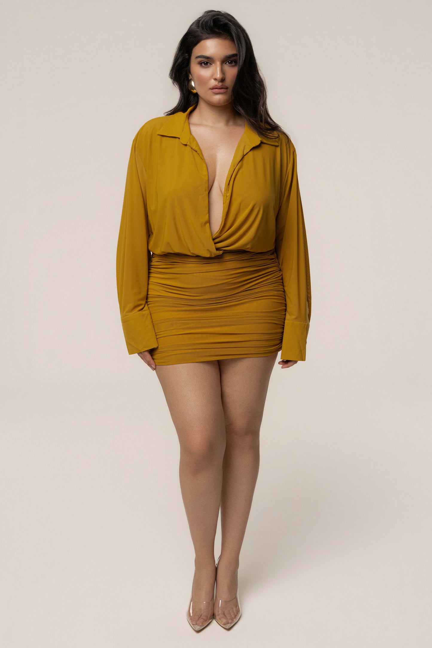 Lime Leah Plunge Mini Dress NEWFASHIONEDGE
