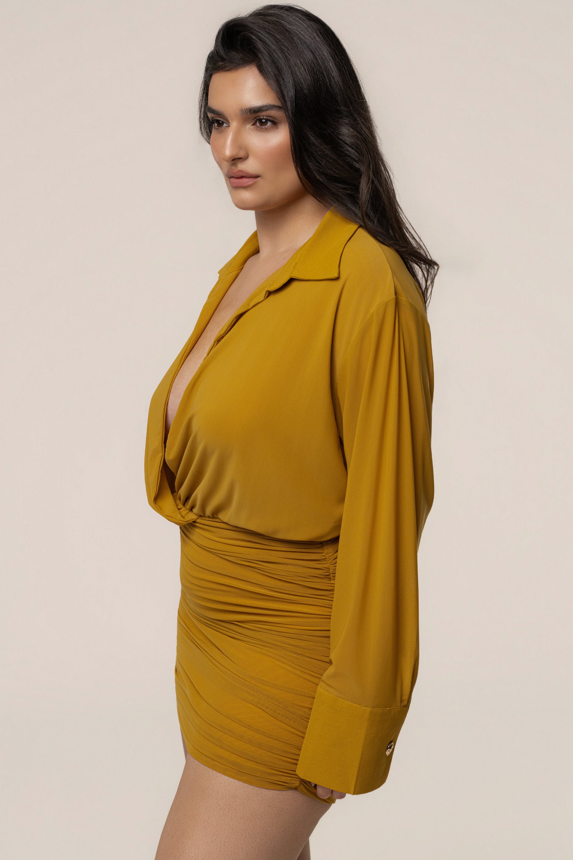 Lime Leah Plunge Mini Dress NEWFASHIONEDGE