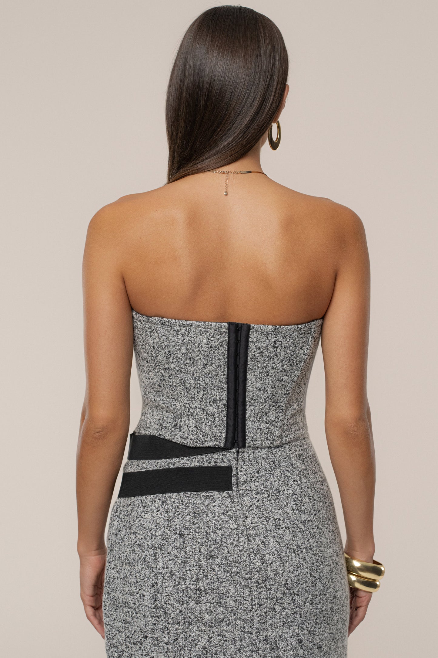 Lt. Grey All You Need Tweed Corset JLUXLABEL