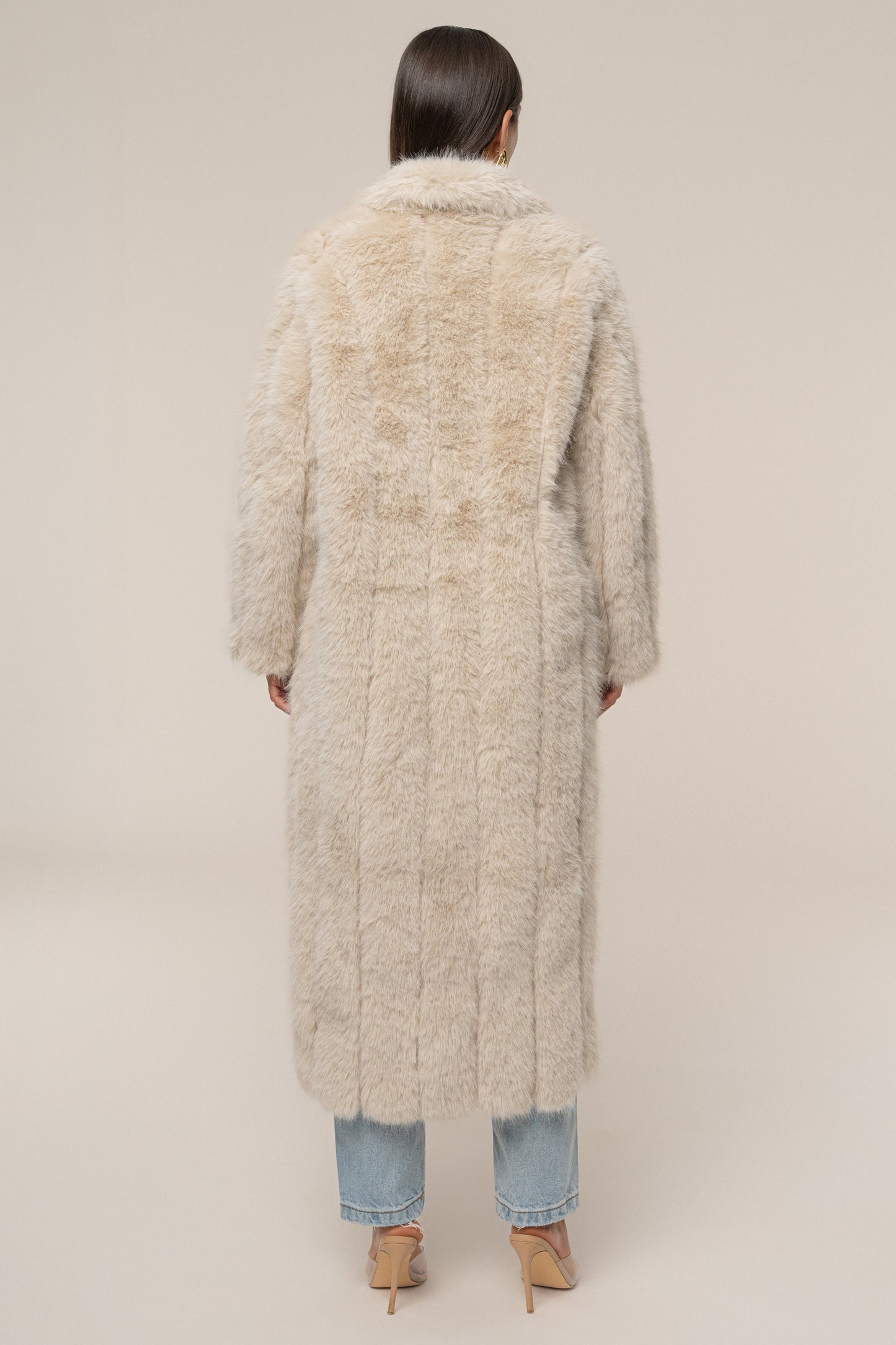 Beige Manhattan Faux Fur Coat NEWFASHIONEDGE