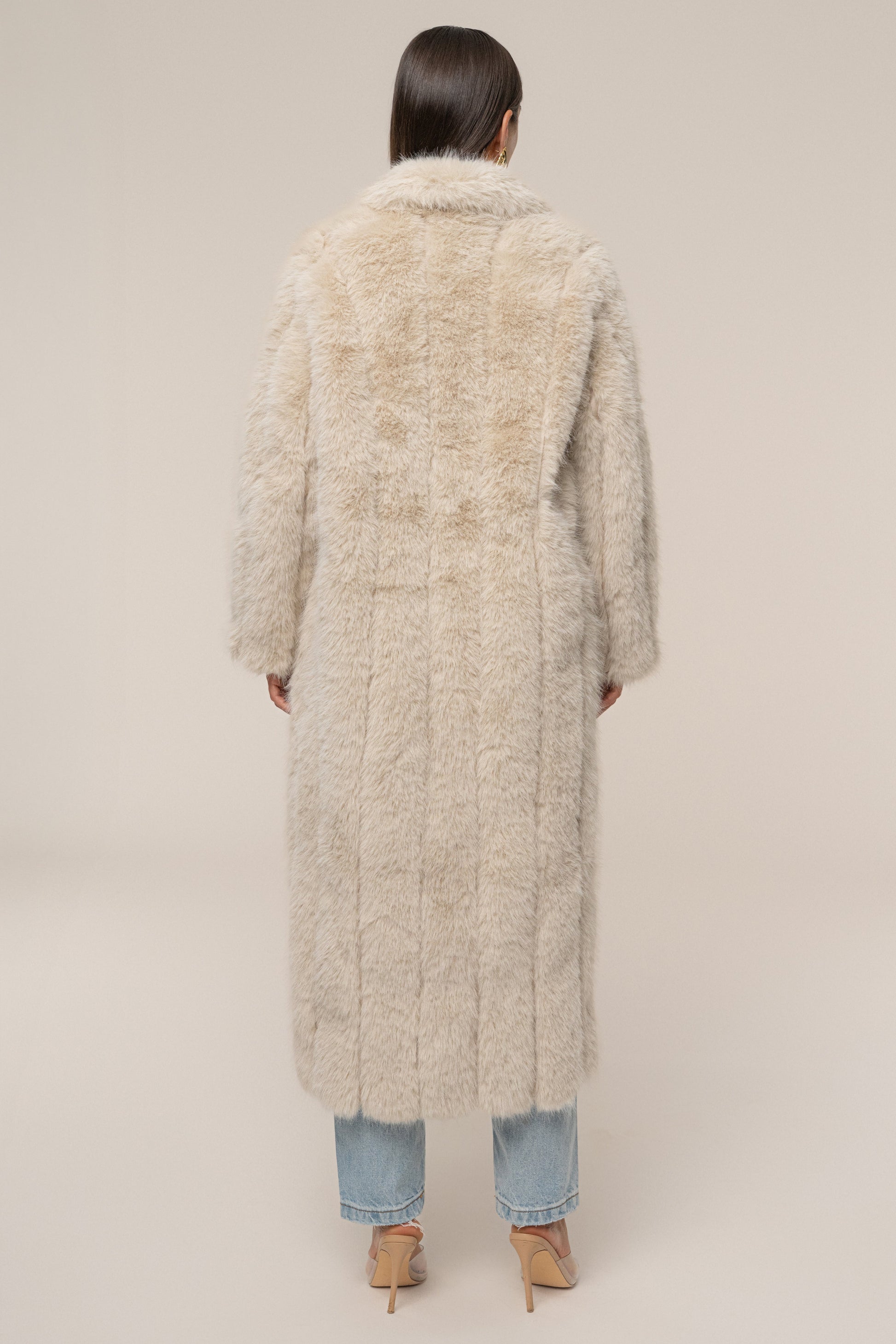 Beige Manhattan Faux Fur Coat NEWFASHIONEDGE