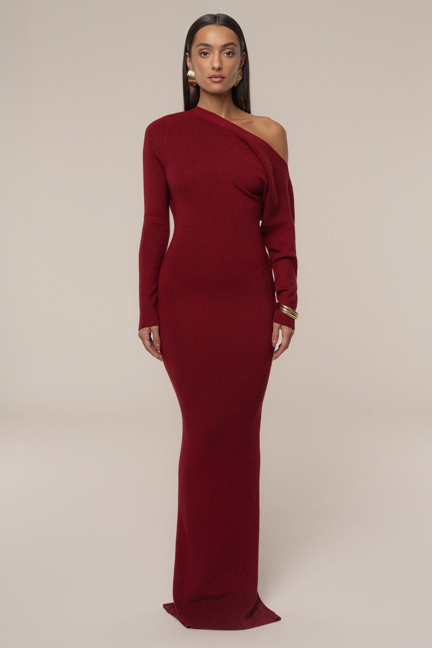 Red Night Shimmers Asymmetrical Maxi Dress JLUXLABEL