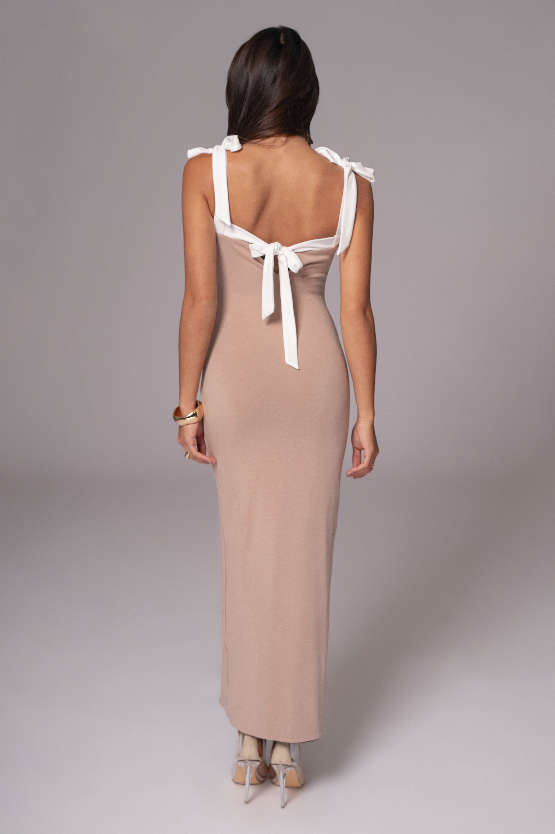 Black/Beige Clarice Reversible Maxi Dress JLUXLABEL