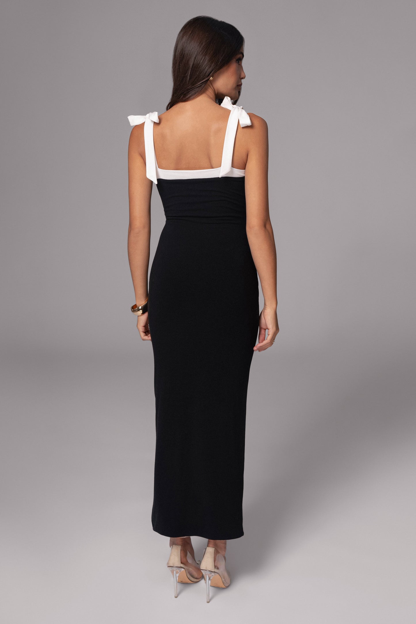 Black/Beige Clarice Reversible Maxi Dress JLUXLABEL