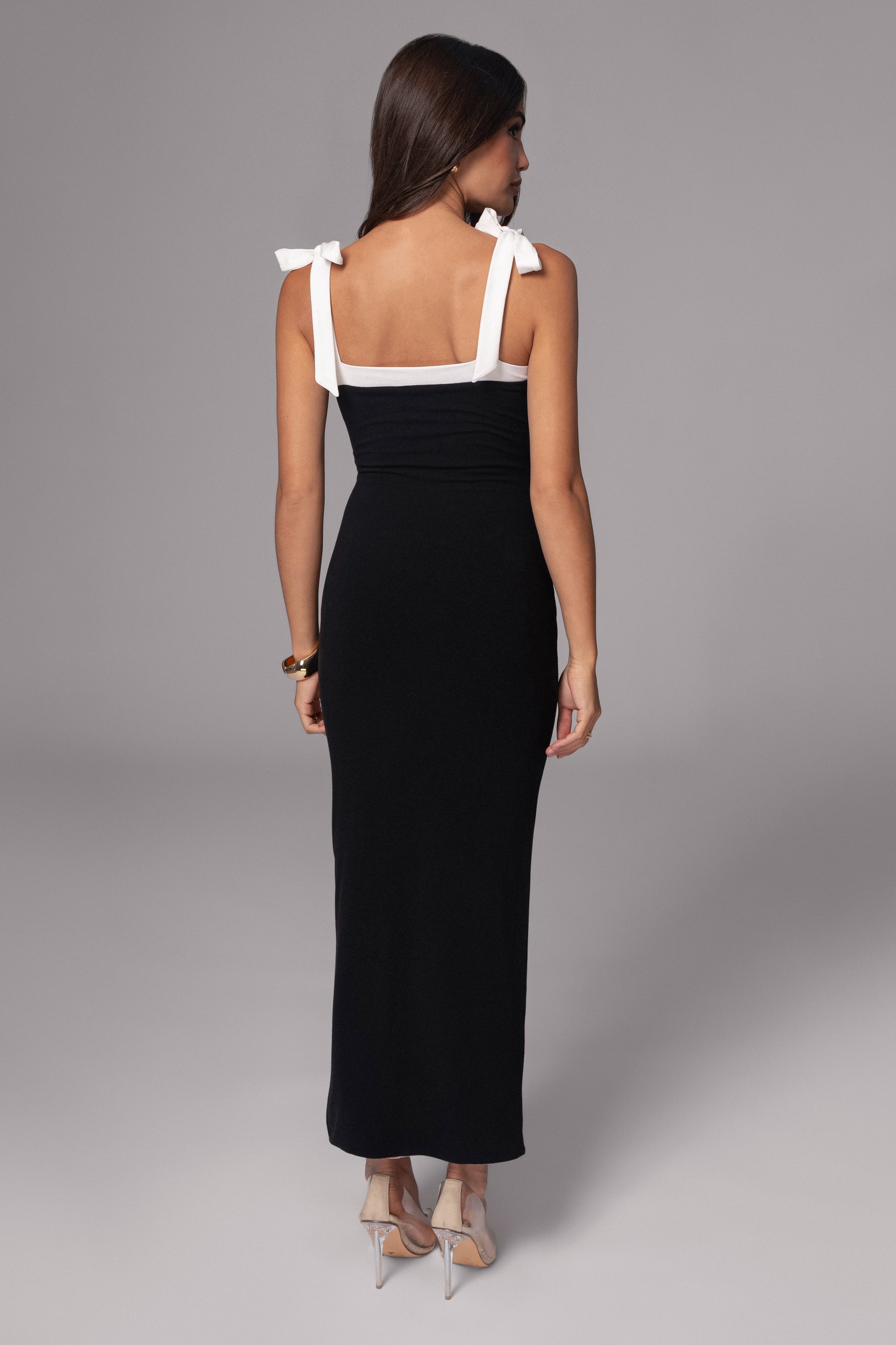 Black/Beige Clarice Reversible Maxi Dress JLUXLABEL