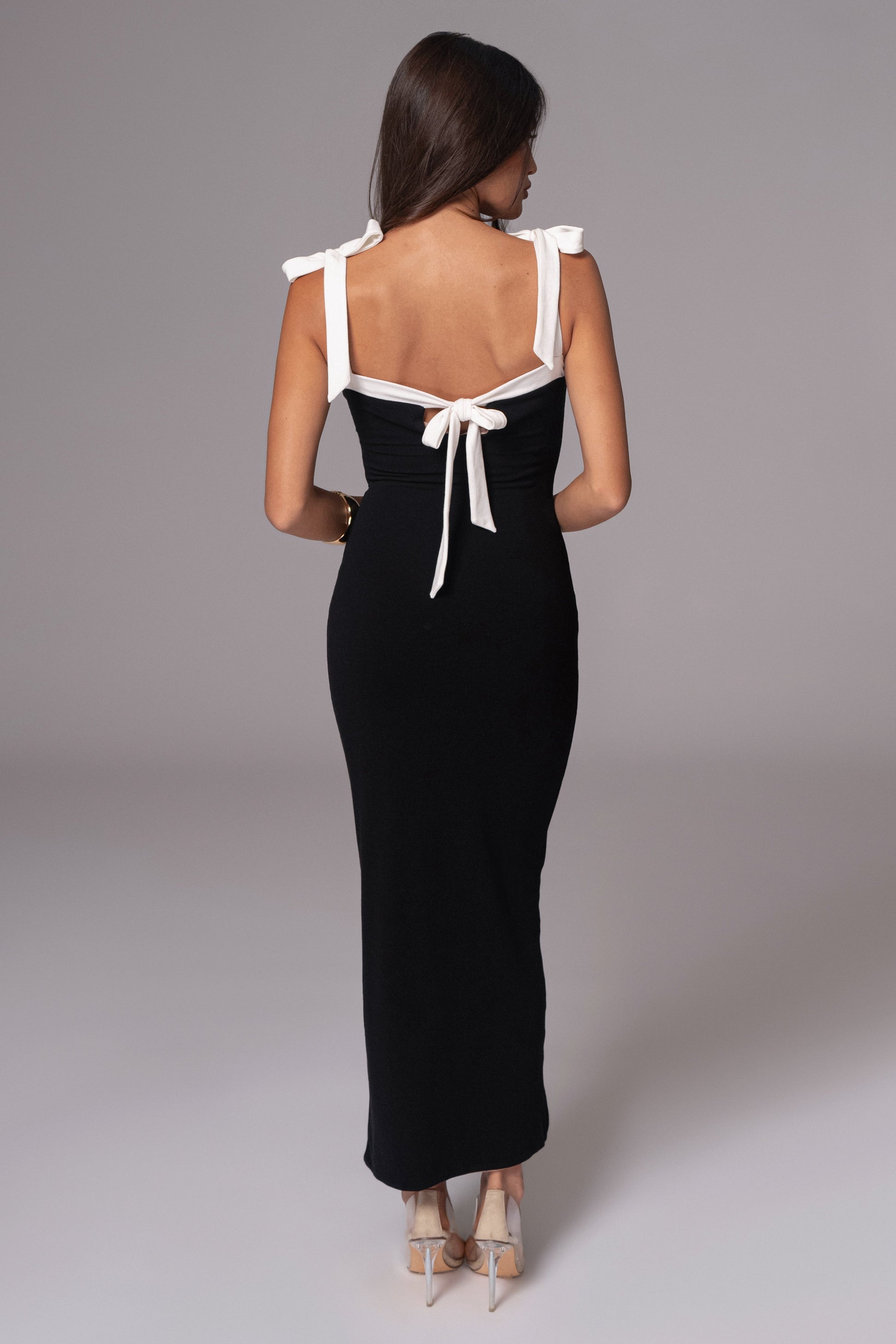 Black/Beige Clarice Reversible Maxi Dress JLUXLABEL