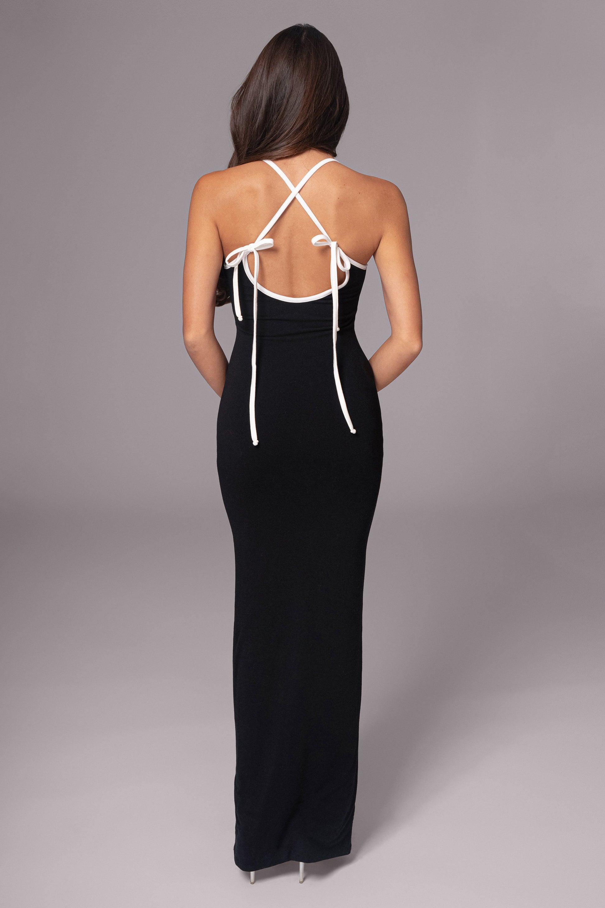Black/Beige Shawna Reversible Maxi Dress JLUXLABEL