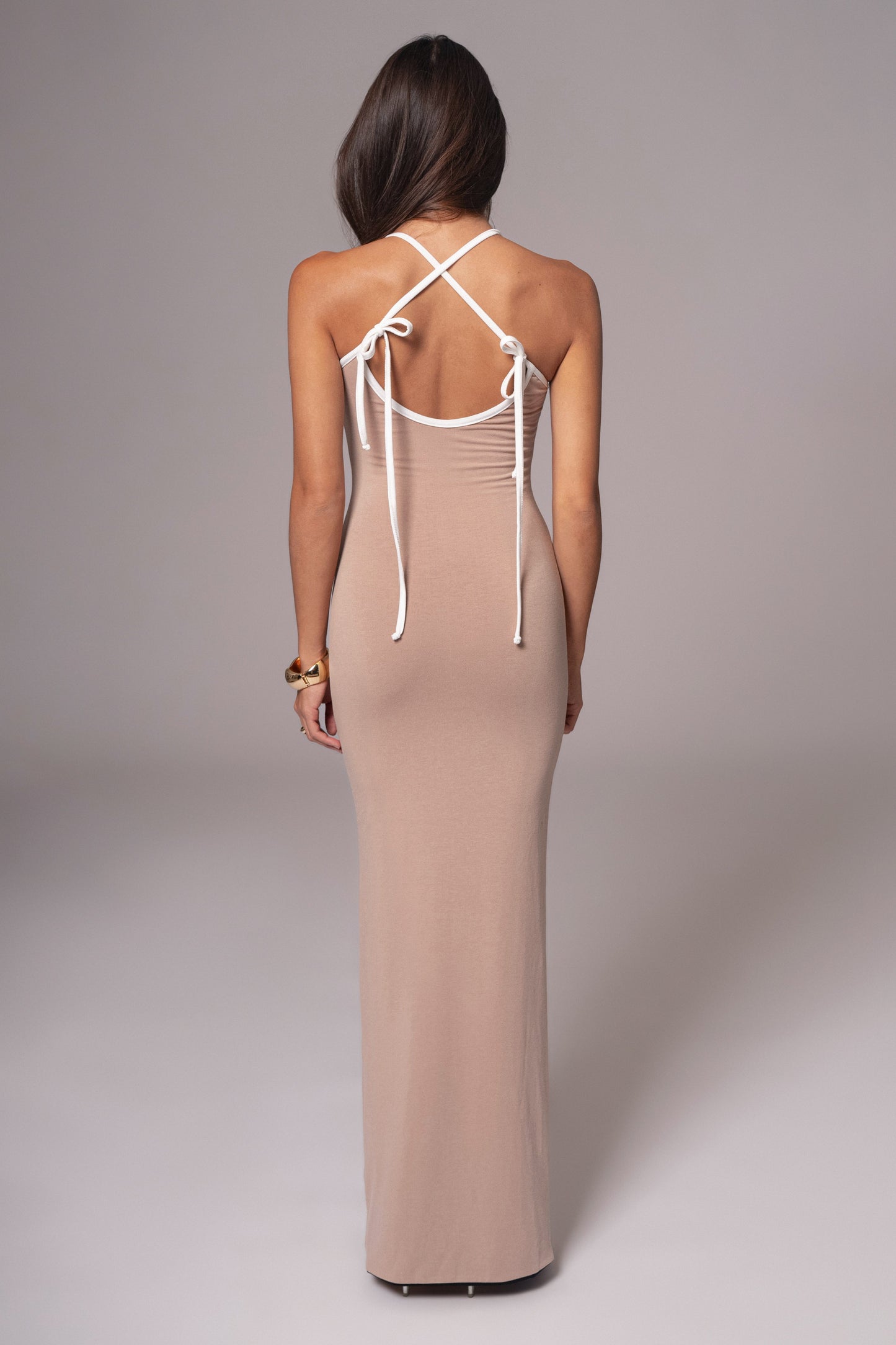 Black/Beige Shawna Reversible Maxi Dress JLUXLABEL