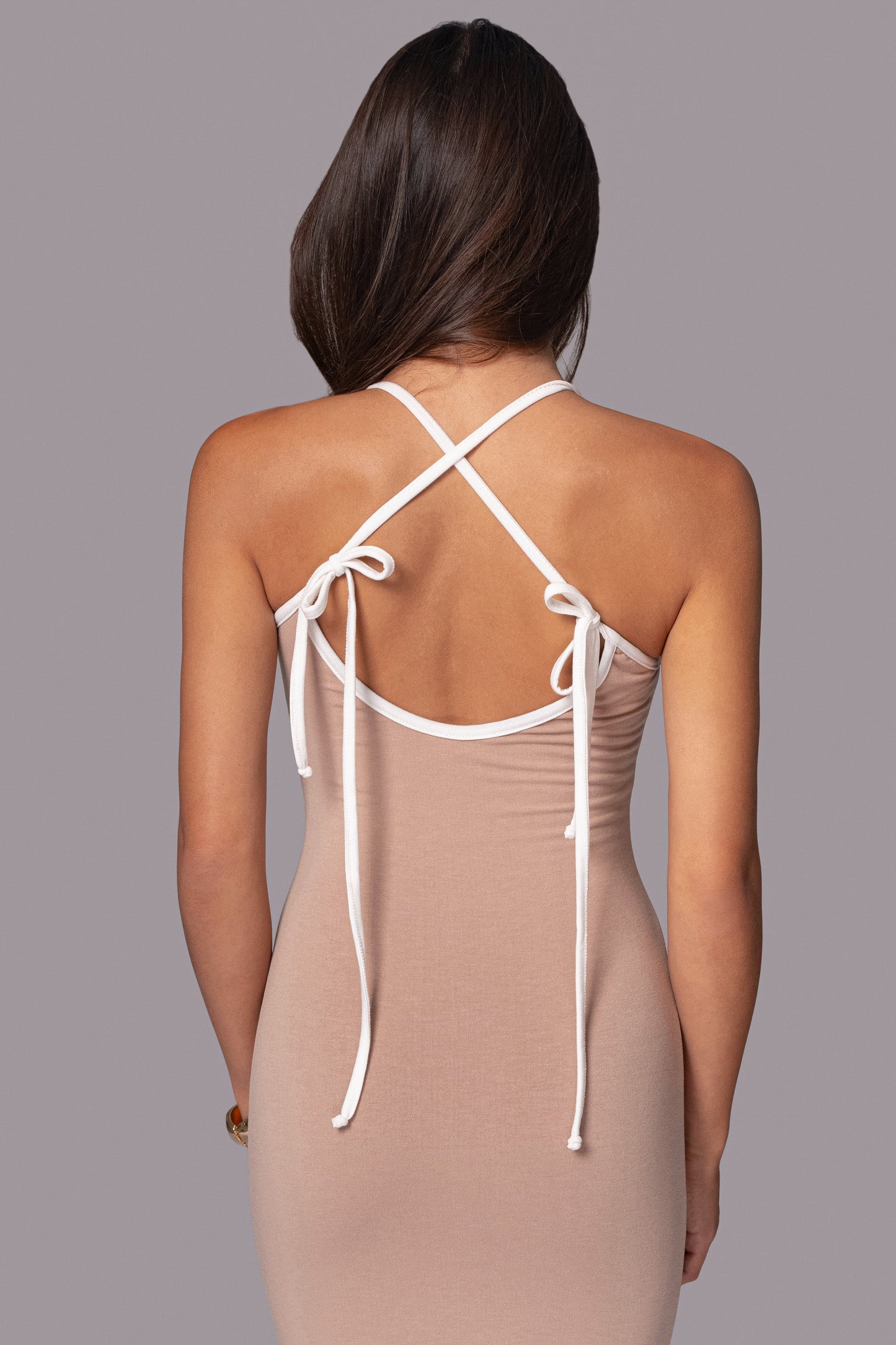 Black/Beige Shawna Reversible Maxi Dress JLUXLABEL