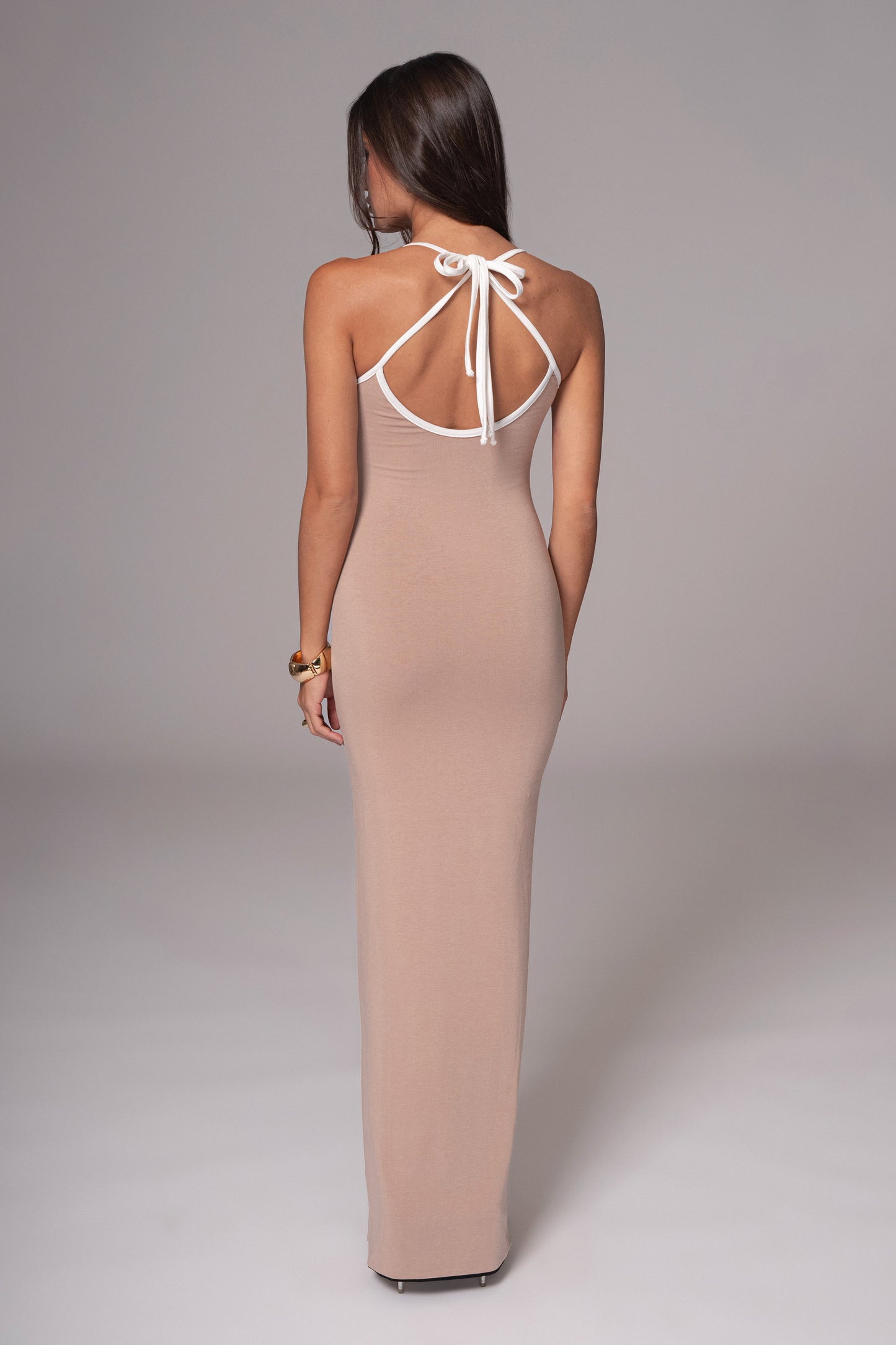 Black/Beige Shawna Reversible Maxi Dress JLUXLABEL