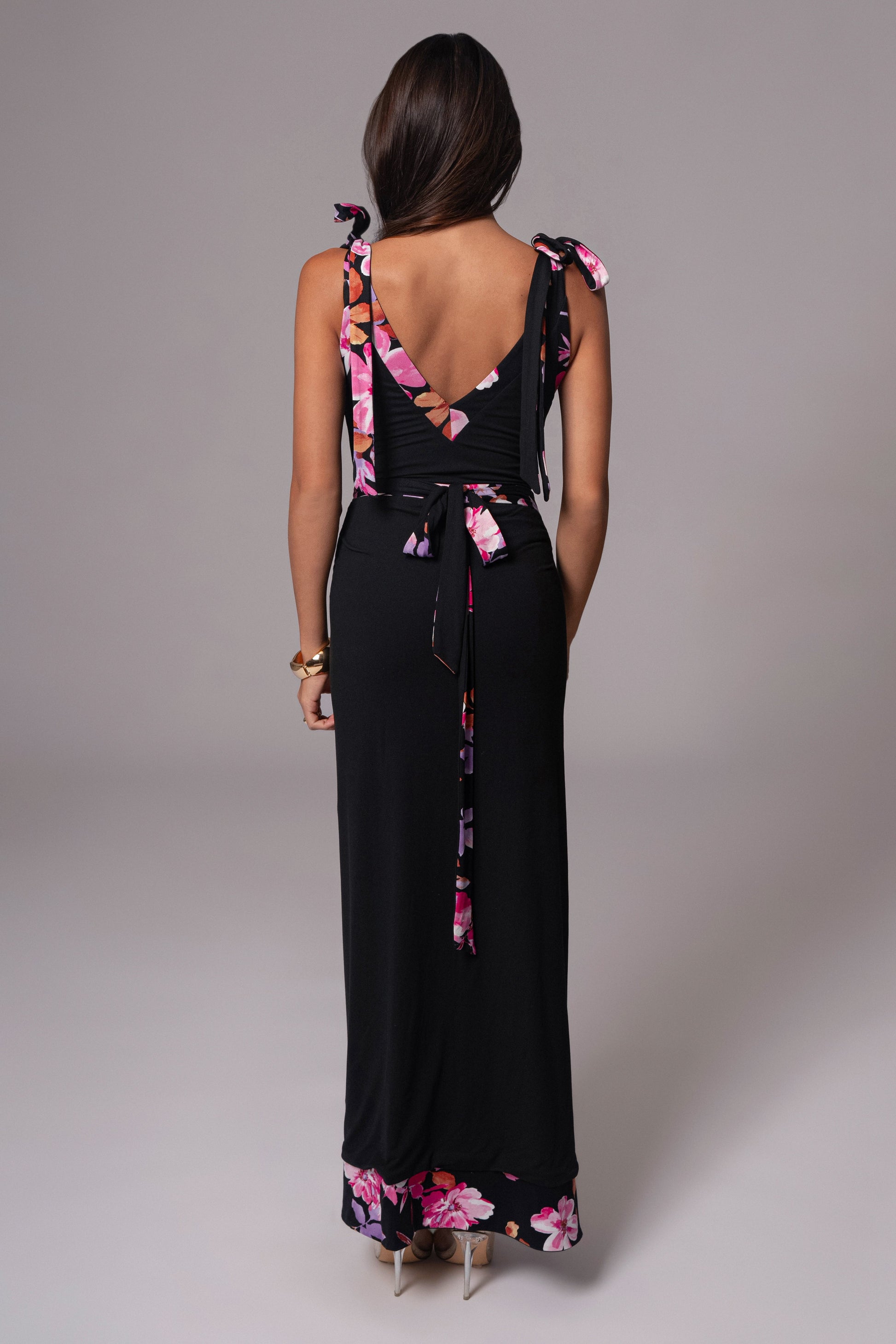 Black Floral Kamie Reversible Skirt Set JLUXLABEL