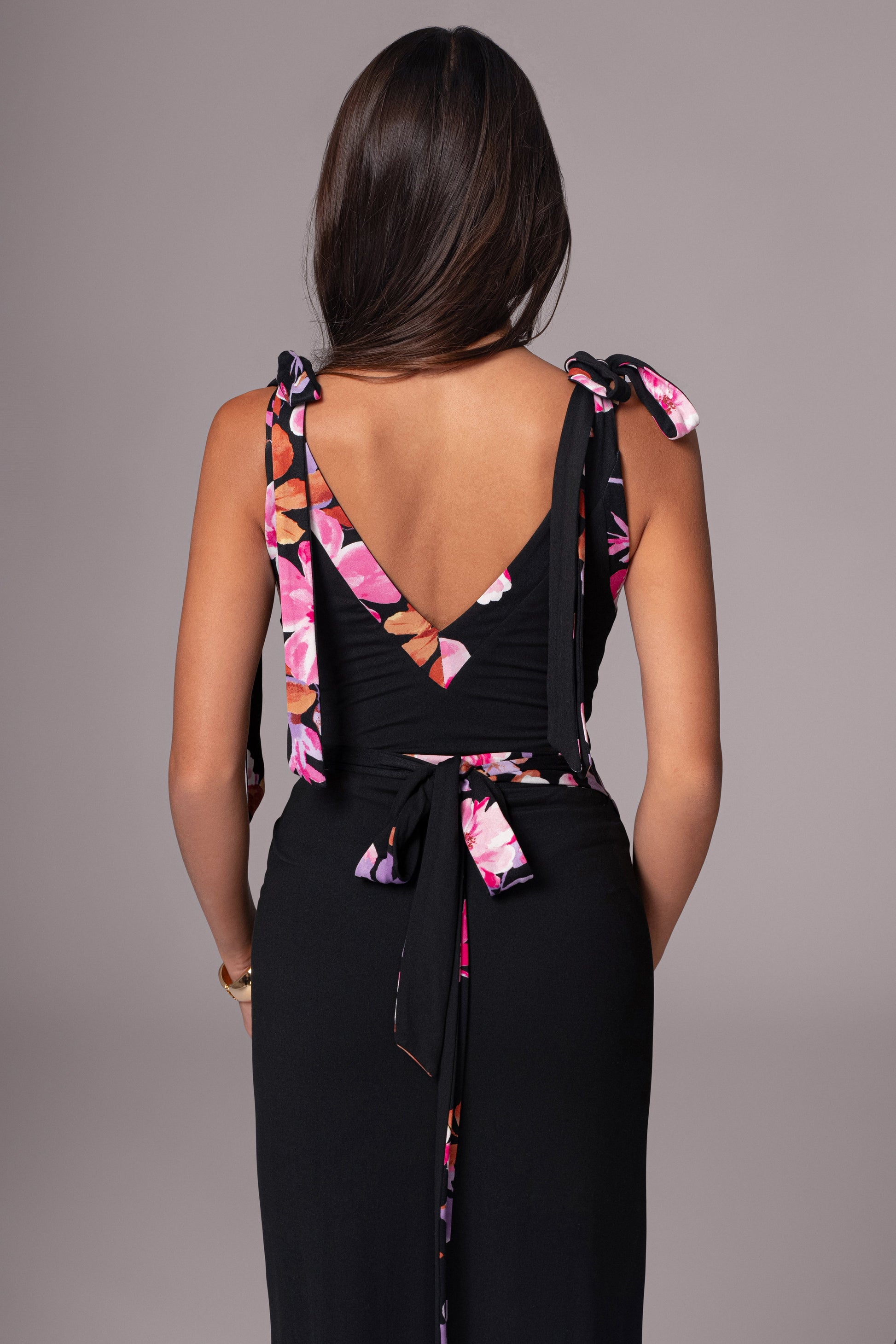 Black Floral Kamie Reversible Skirt Set JLUXLABEL