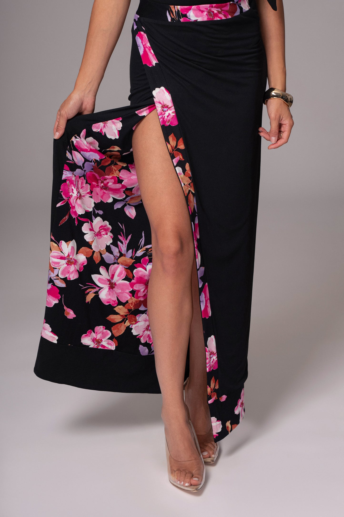 Black Floral Kamie Reversible Skirt Set JLUXLABEL