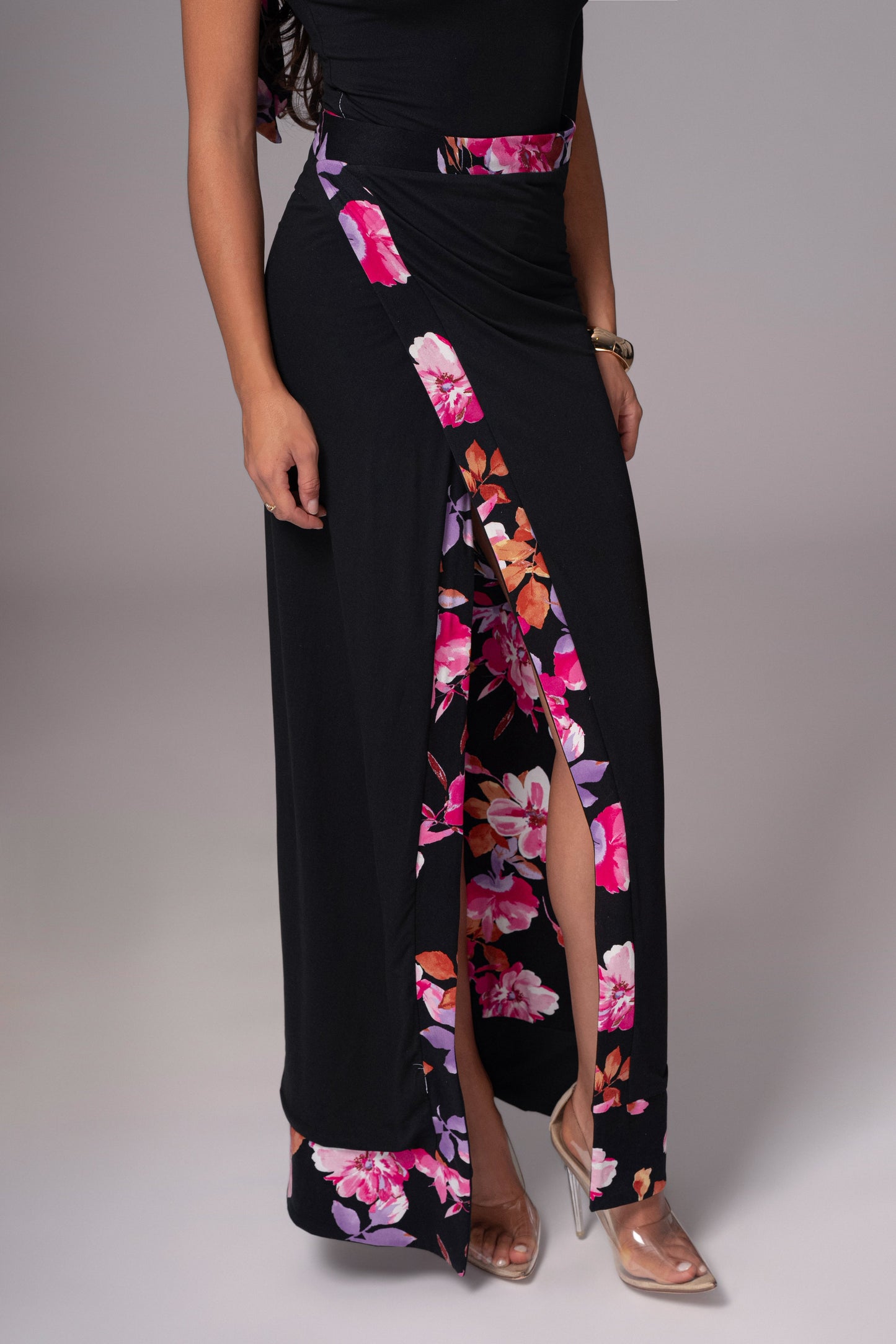 Black Floral Kamie Reversible Skirt Set JLUXLABEL