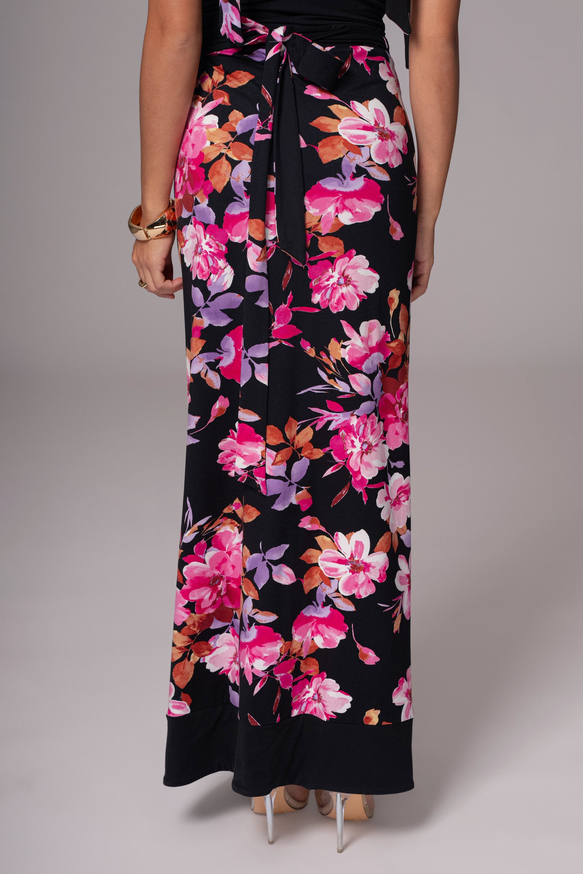 Black Floral Kamie Reversible Skirt Set JLUXLABEL