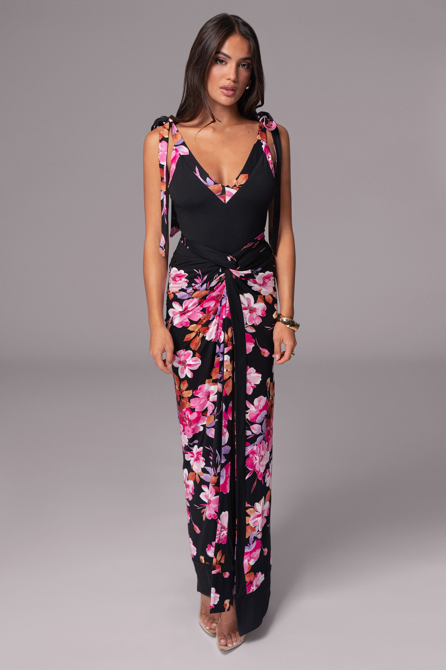 Black Floral Kamie Reversible Skirt Set JLUXLABEL