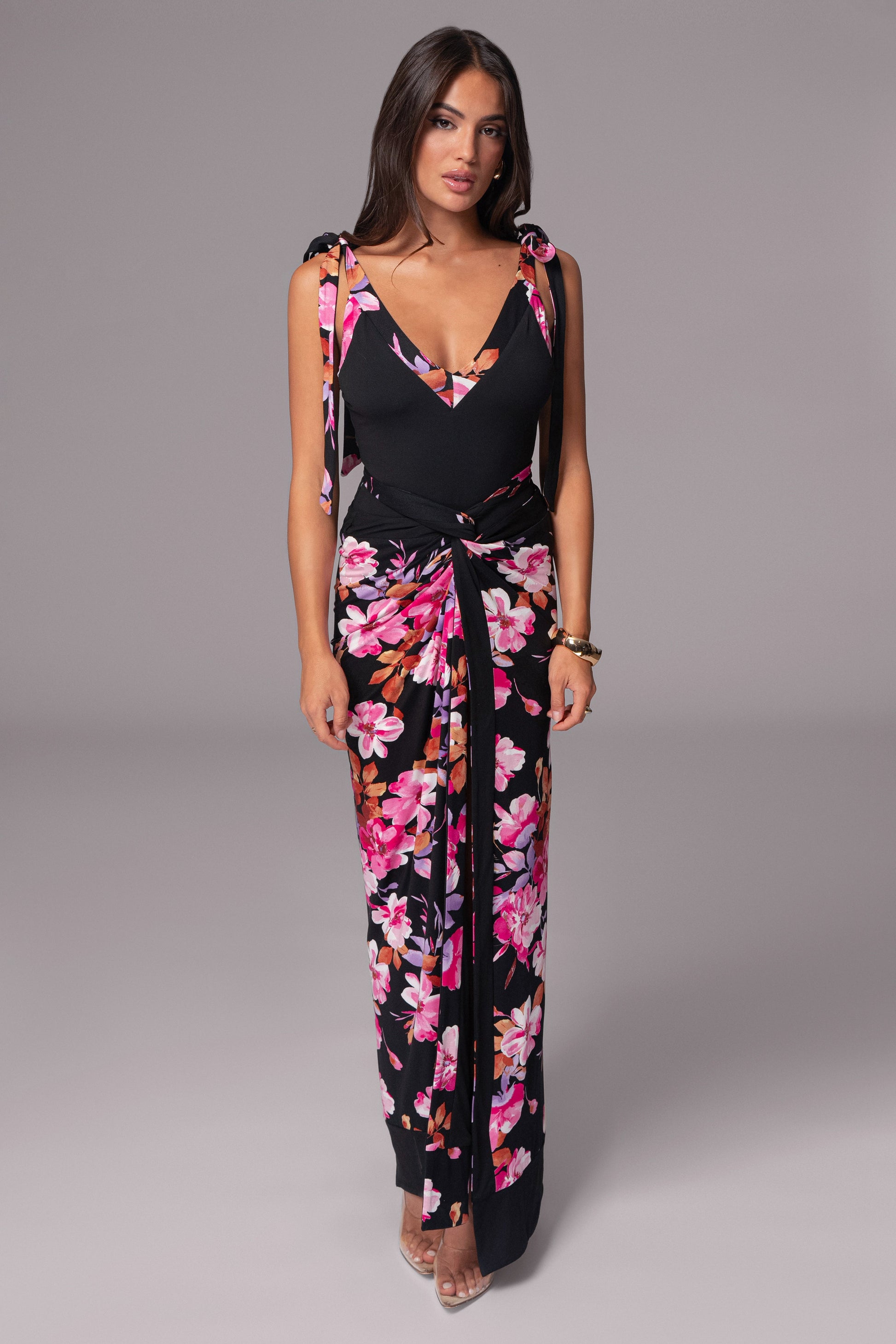 Black Floral Kamie Reversible Skirt Set JLUXLABEL