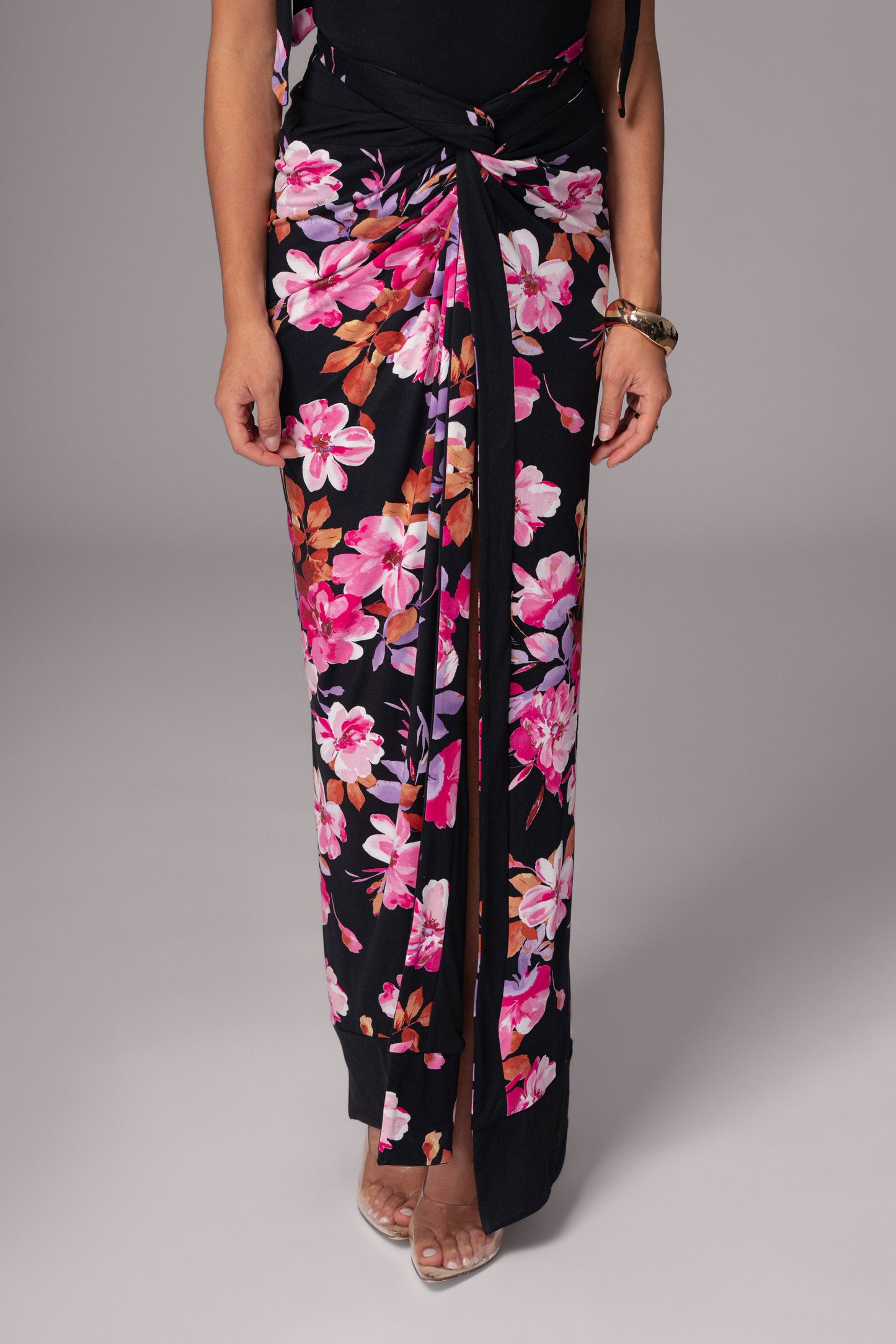 Black Floral Kamie Reversible Skirt Set JLUXLABEL