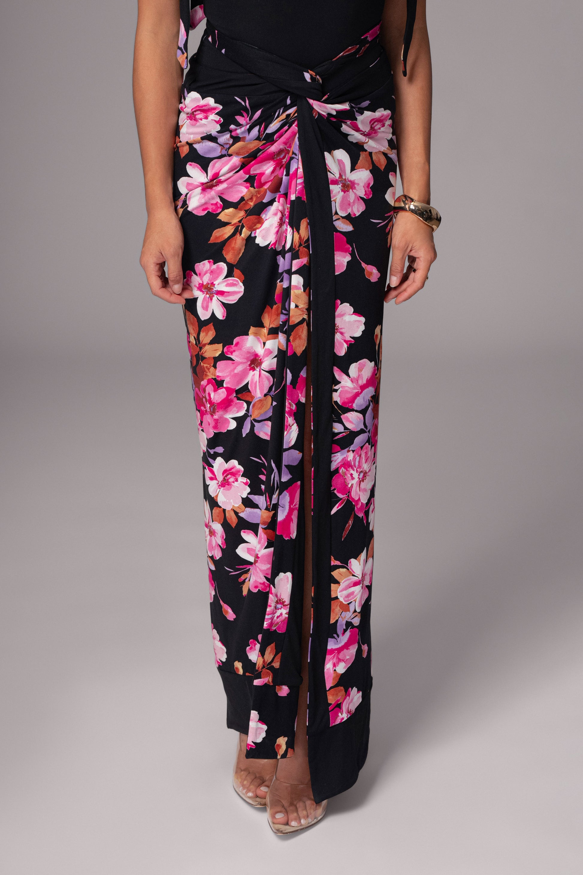 Black Floral Kamie Reversible Skirt Set JLUXLABEL