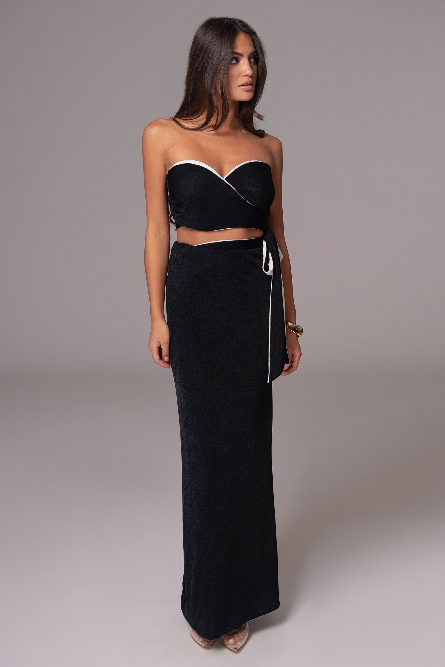 White/Black Venus Reversible Skirt Set JLUXLABEL
