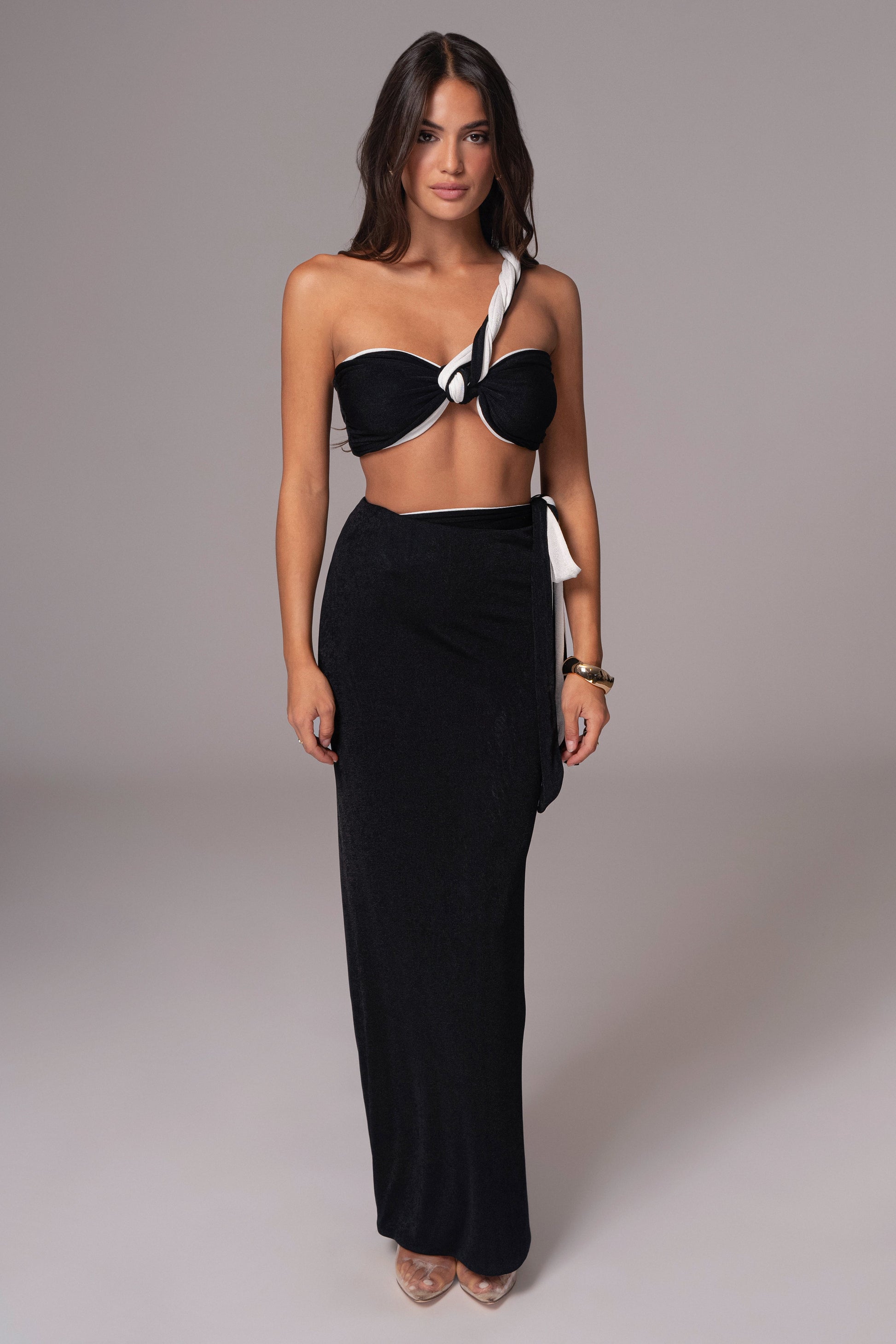 White/Black Venus Reversible Skirt Set JLUXLABEL