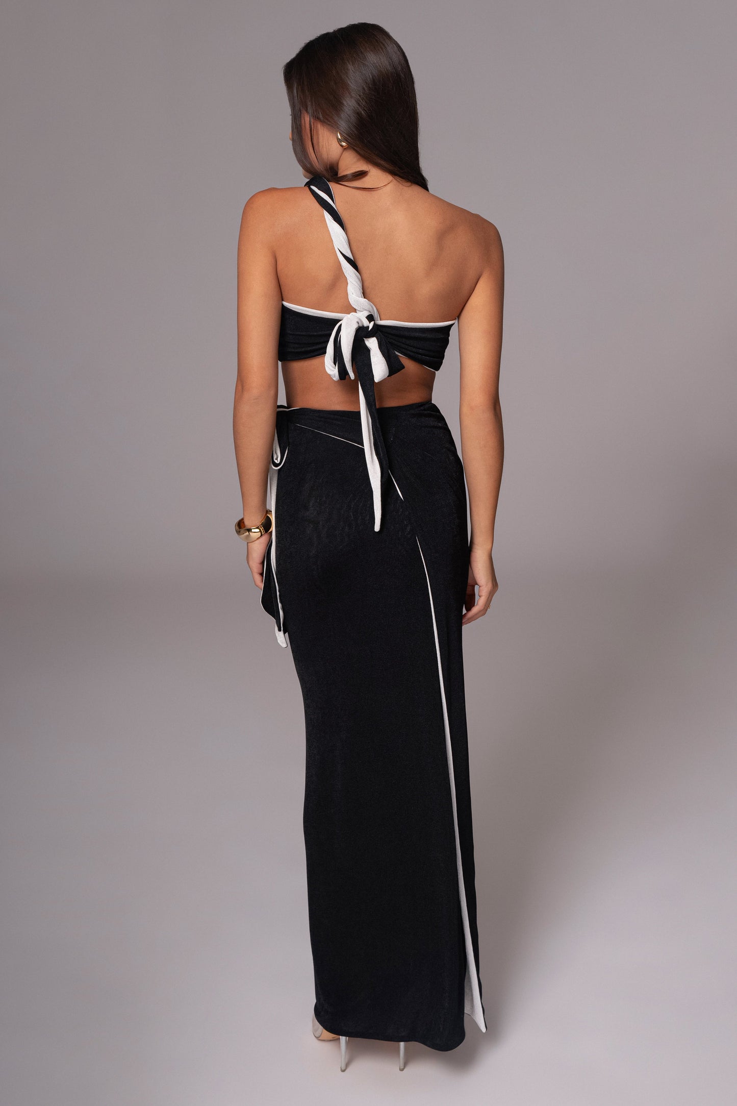 White/Black Venus Reversible Skirt Set JLUXLABEL