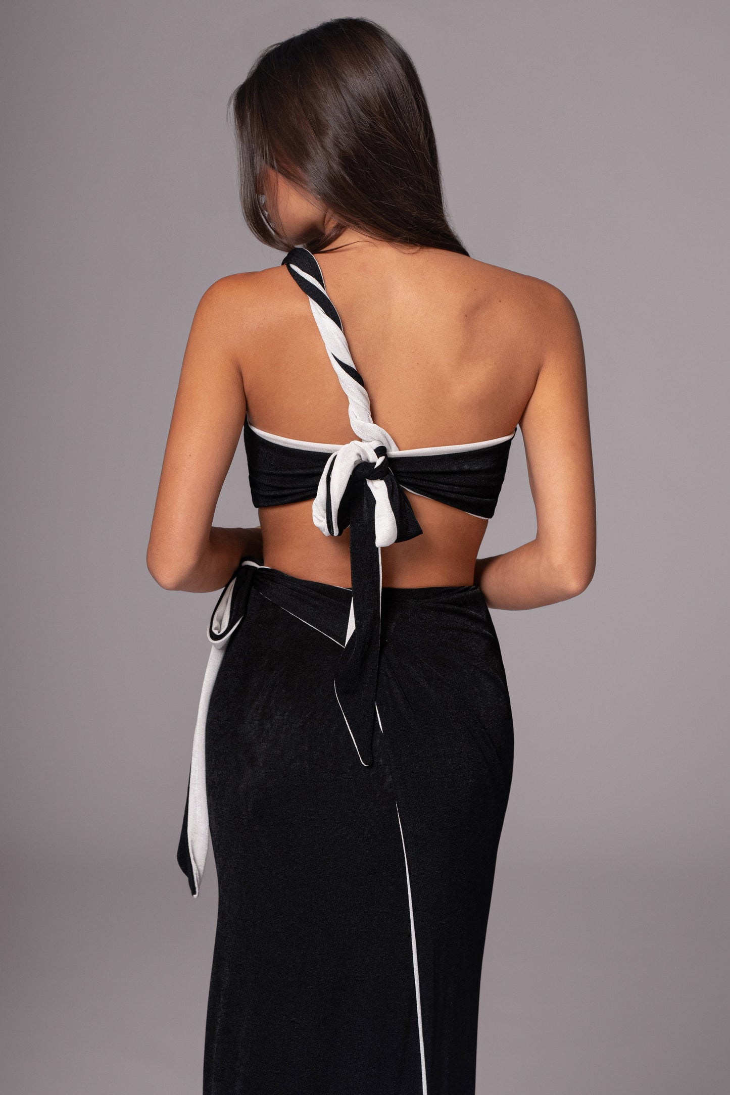 White/Black Venus Reversible Skirt Set JLUXLABEL