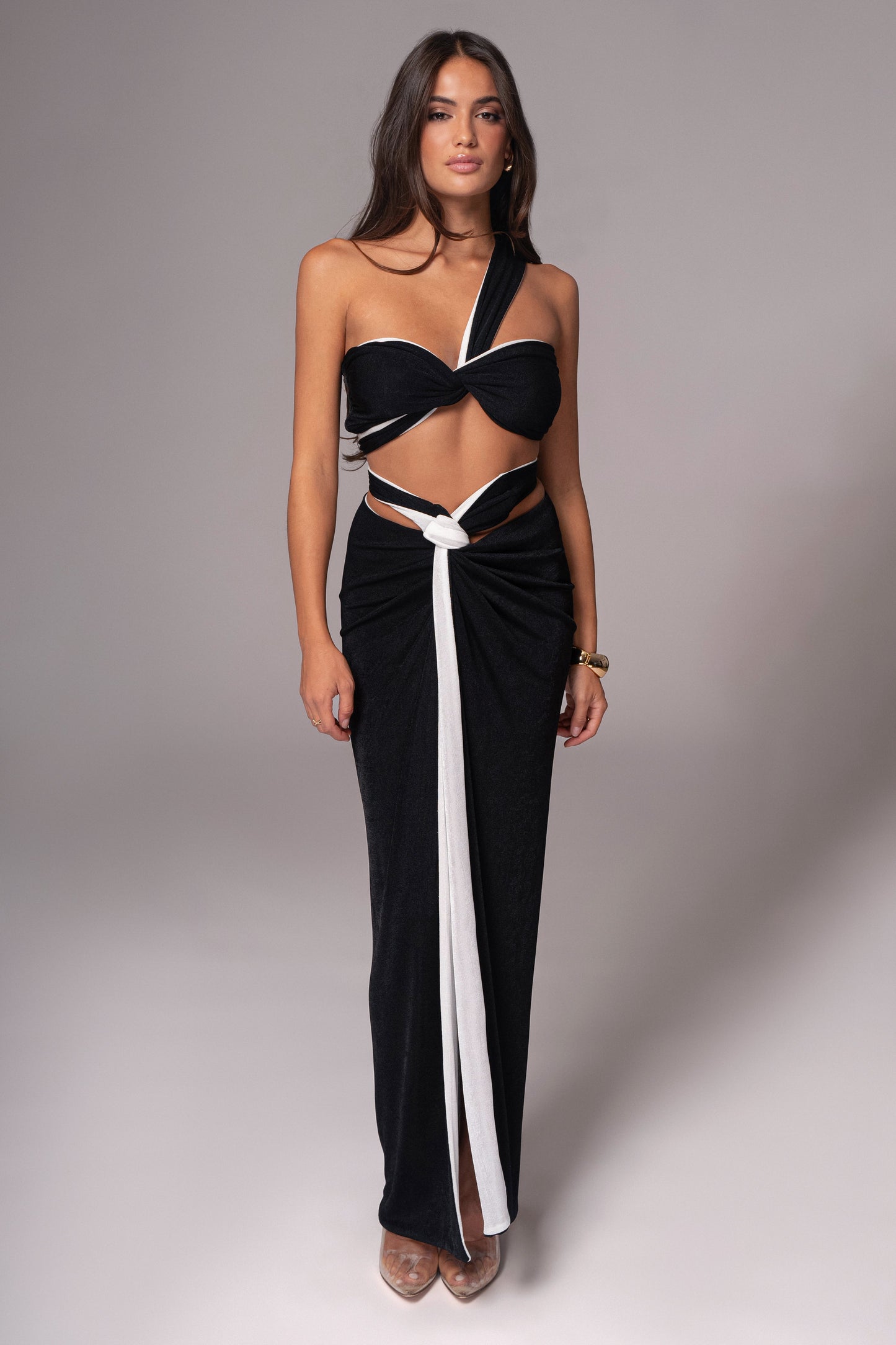 White/Black Venus Reversible Skirt Set JLUXLABEL