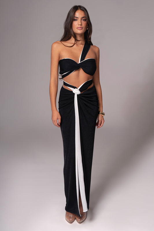 White/Black Venus Reversible Skirt Set JLUXLABEL