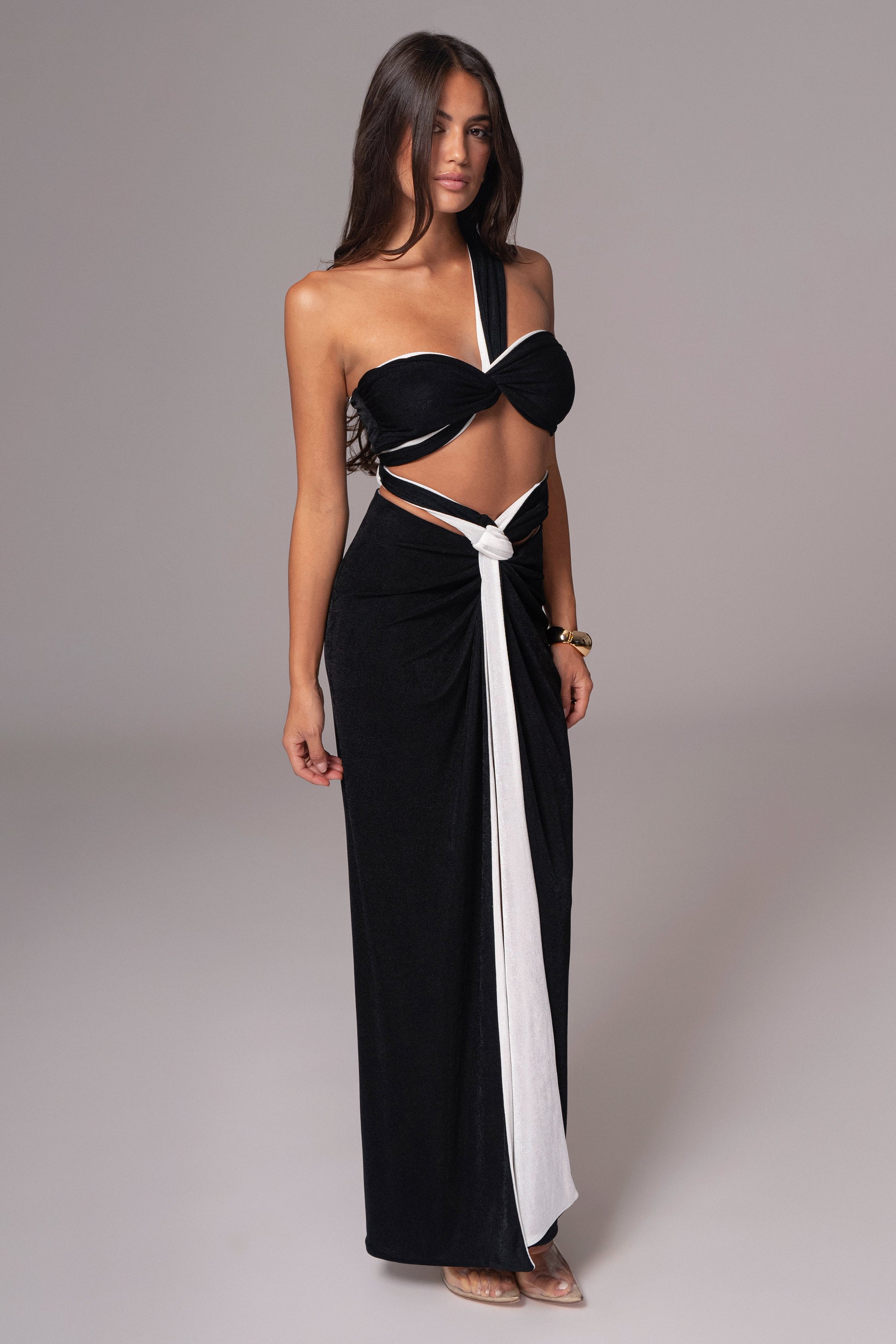 White/Black Venus Reversible Skirt Set JLUXLABEL