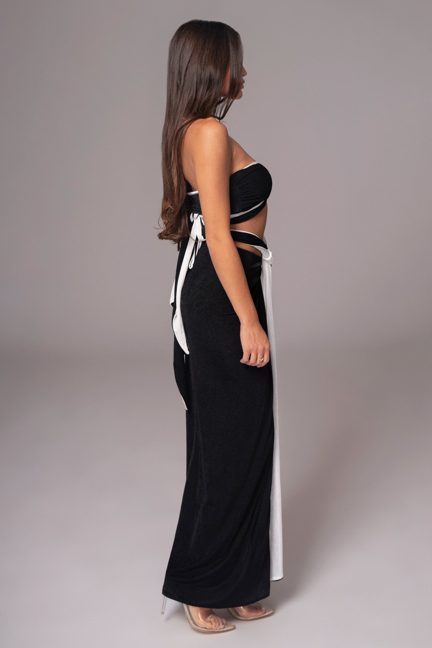 White/Black Venus Reversible Skirt Set JLUXLABEL