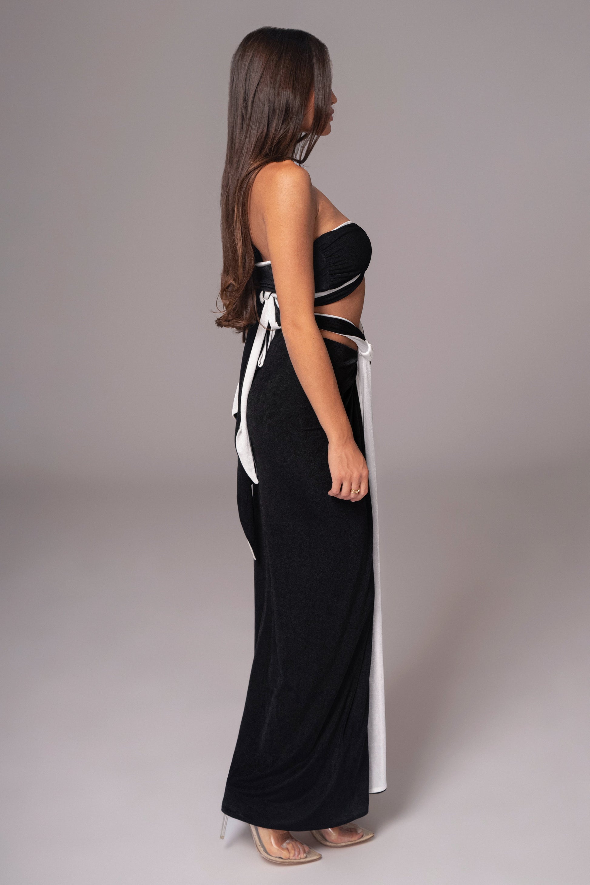 White/Black Venus Reversible Skirt Set JLUXLABEL