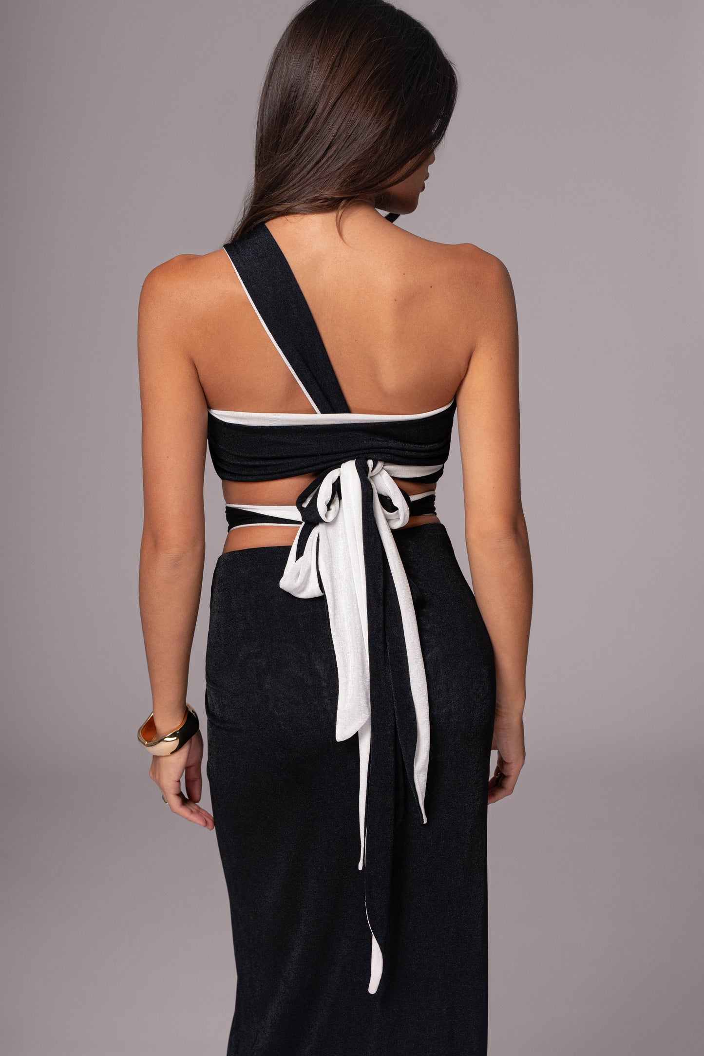 White/Black Venus Reversible Skirt Set JLUXLABEL