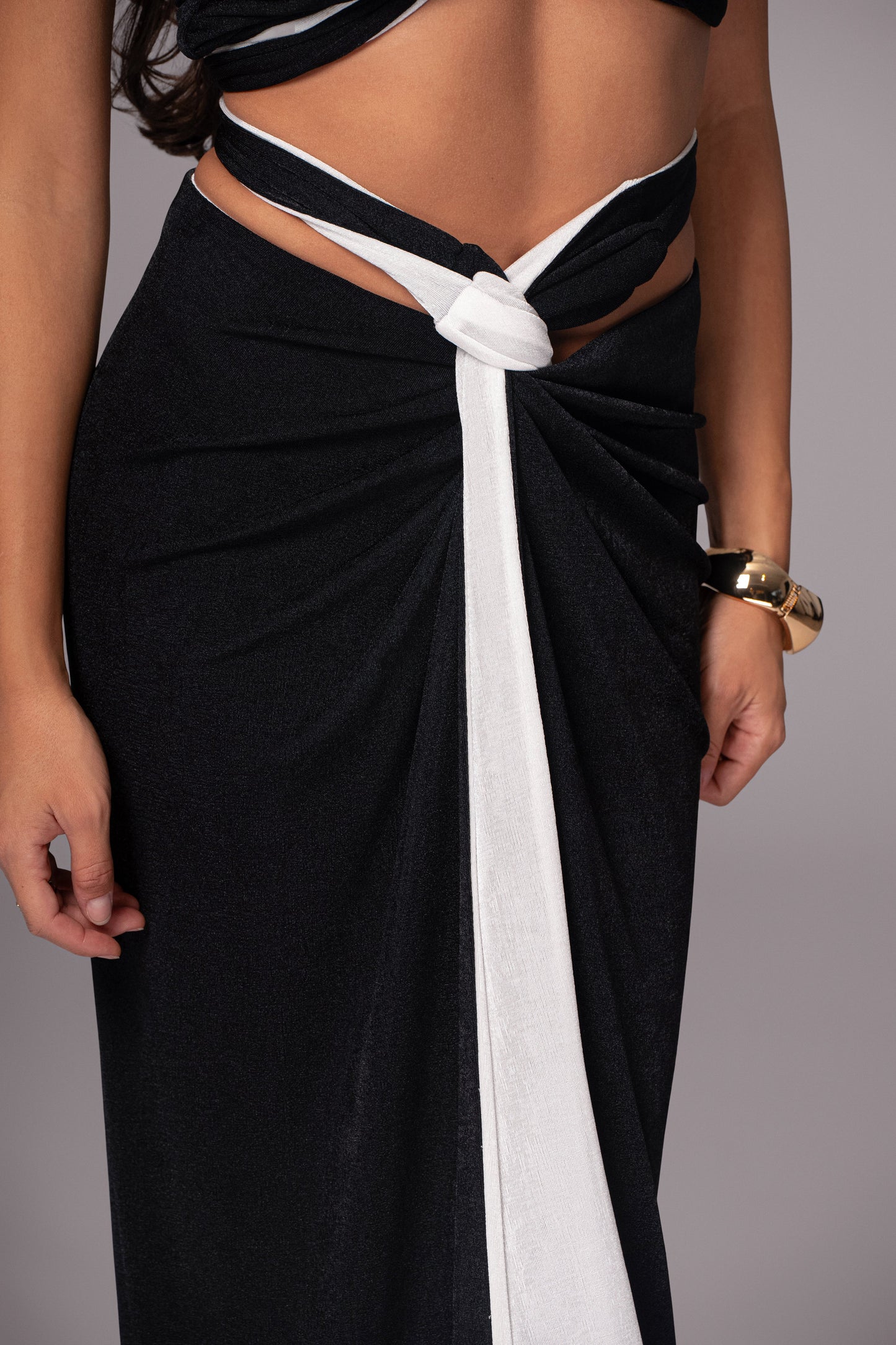 White/Black Venus Reversible Skirt Set JLUXLABEL
