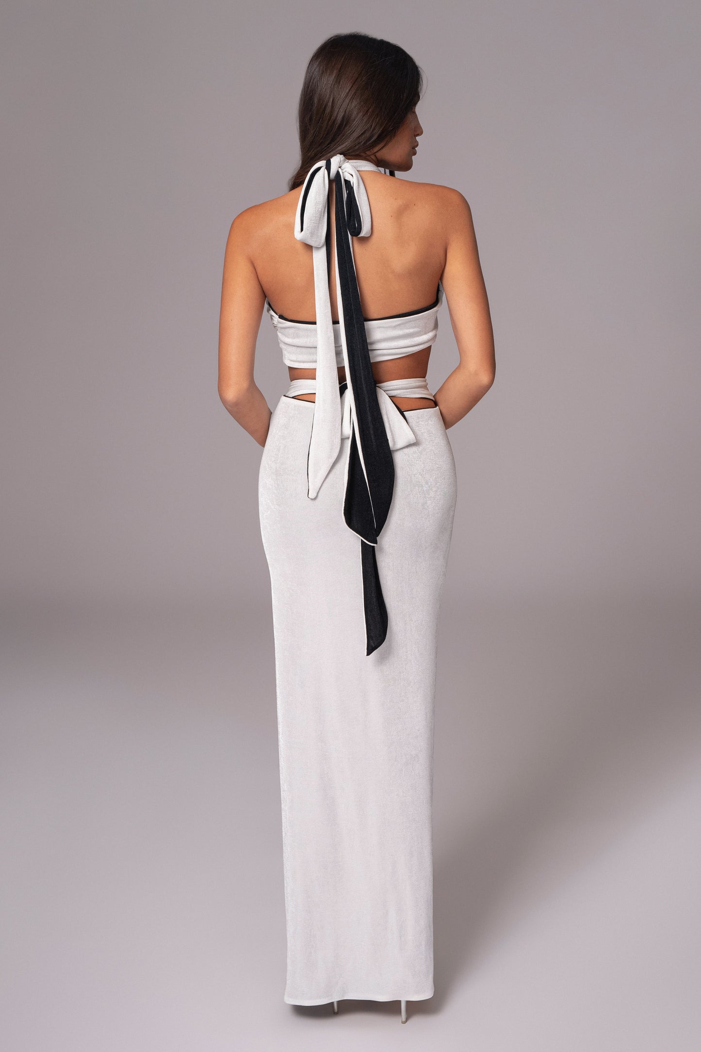 White/Black Venus Reversible Skirt Set JLUXLABEL