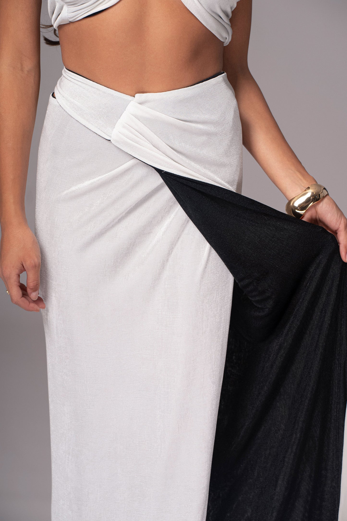 White/Black Venus Reversible Skirt Set JLUXLABEL