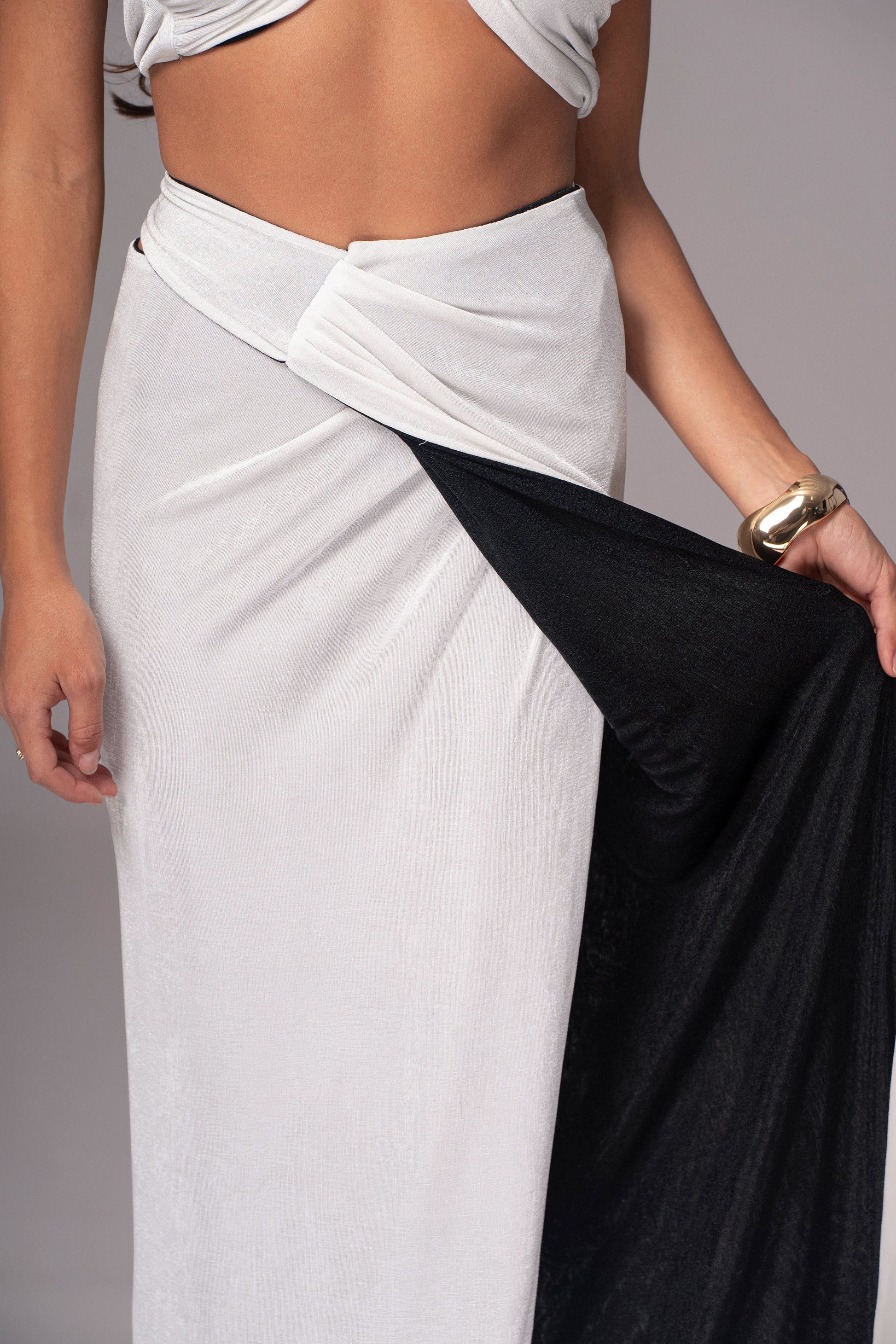 White/Black Venus Reversible Skirt Set JLUXLABEL