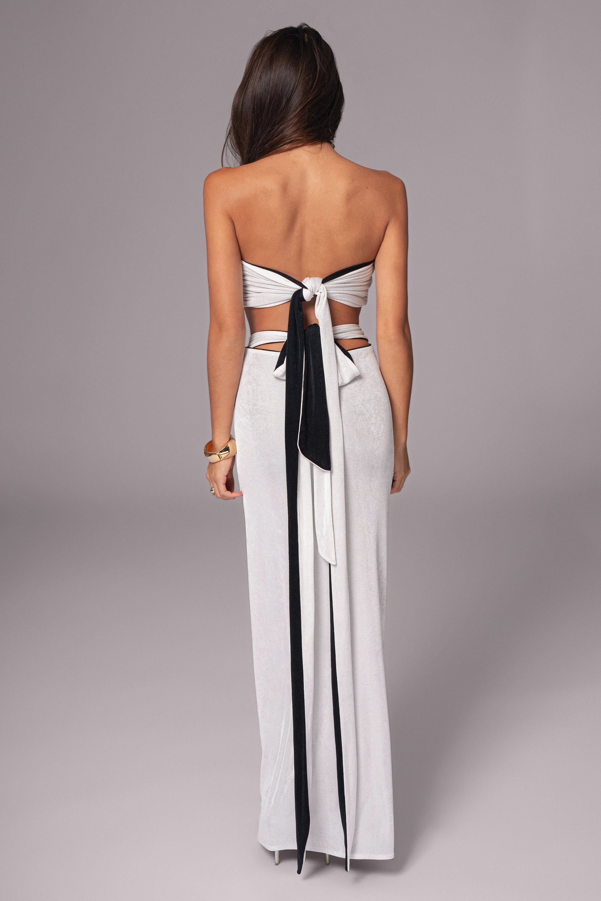 White/Black Venus Reversible Skirt Set JLUXLABEL