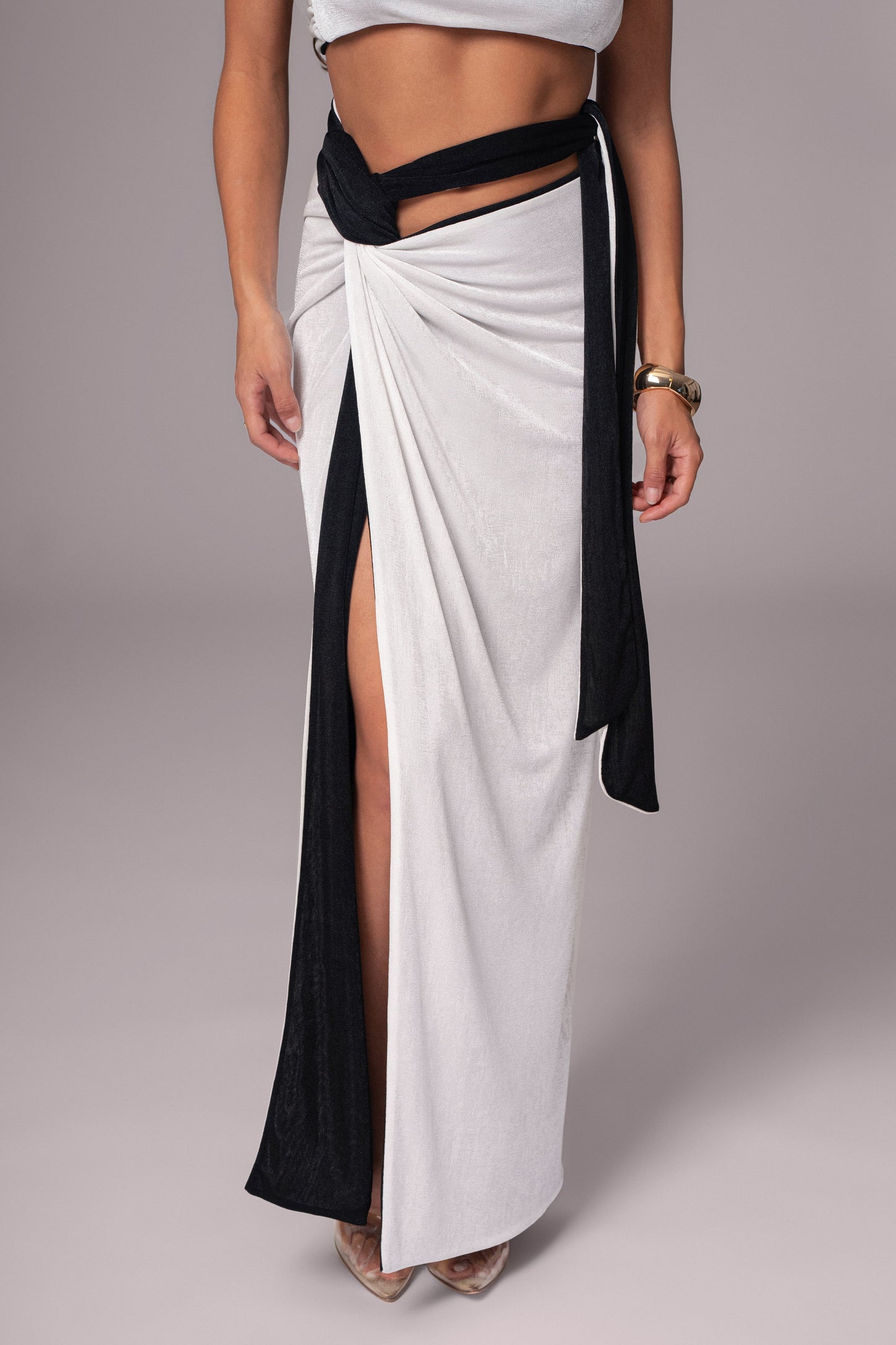 White/Black Venus Reversible Skirt Set JLUXLABEL