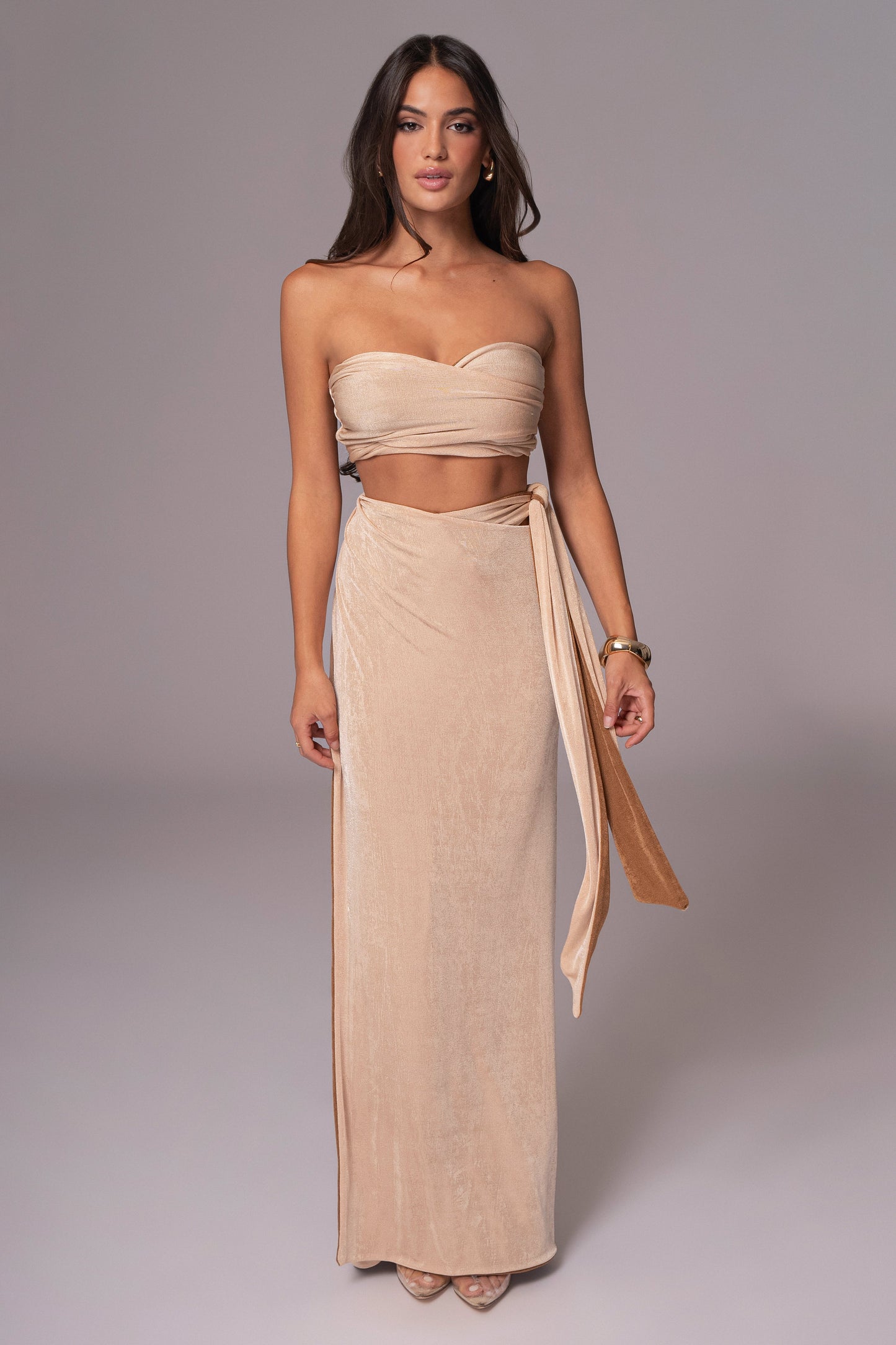 Brown/Beige Venus Reversible Skirt Set JLUXLABEL