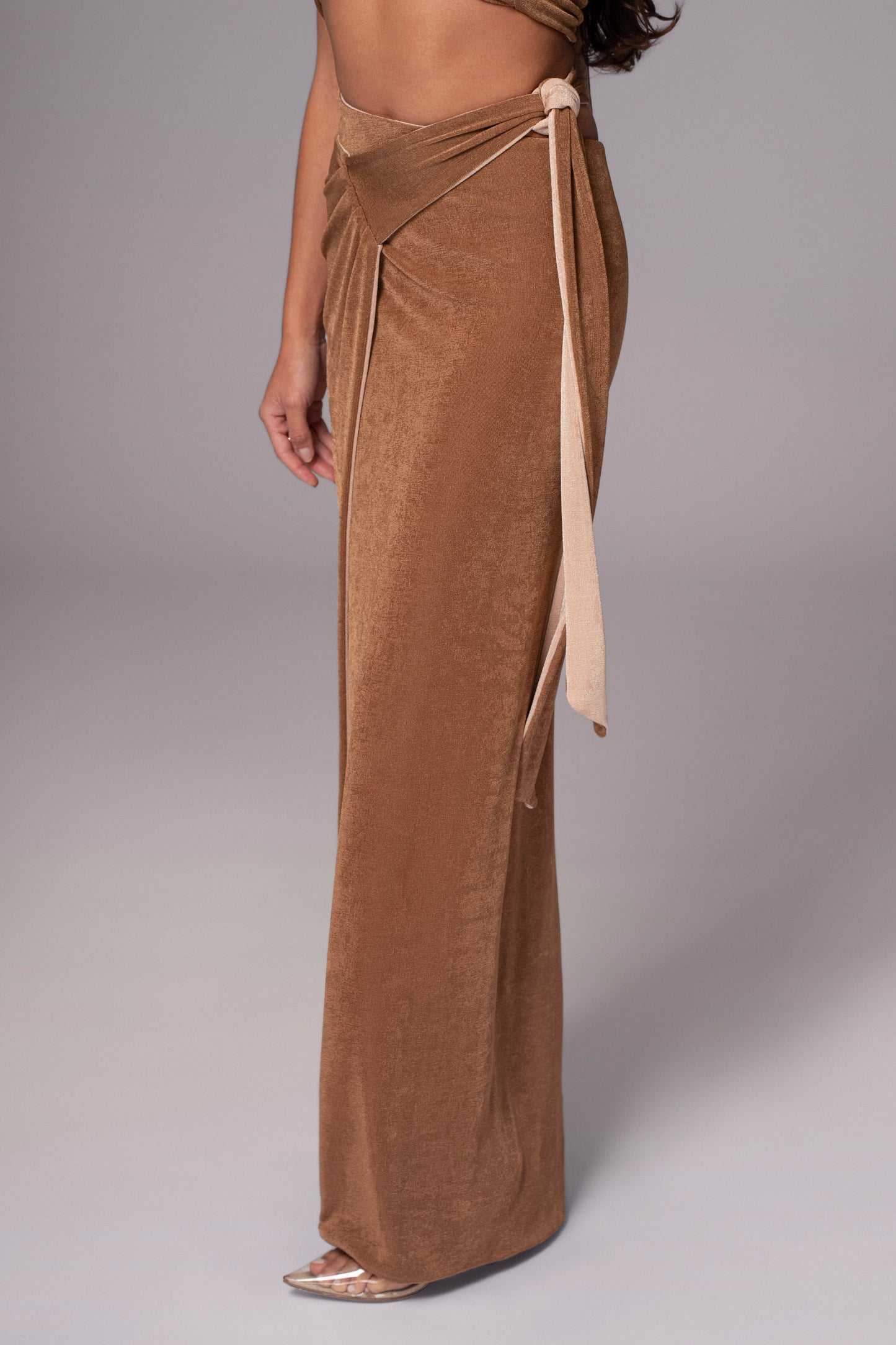Brown/Beige Venus Reversible Skirt Set JLUXLABEL