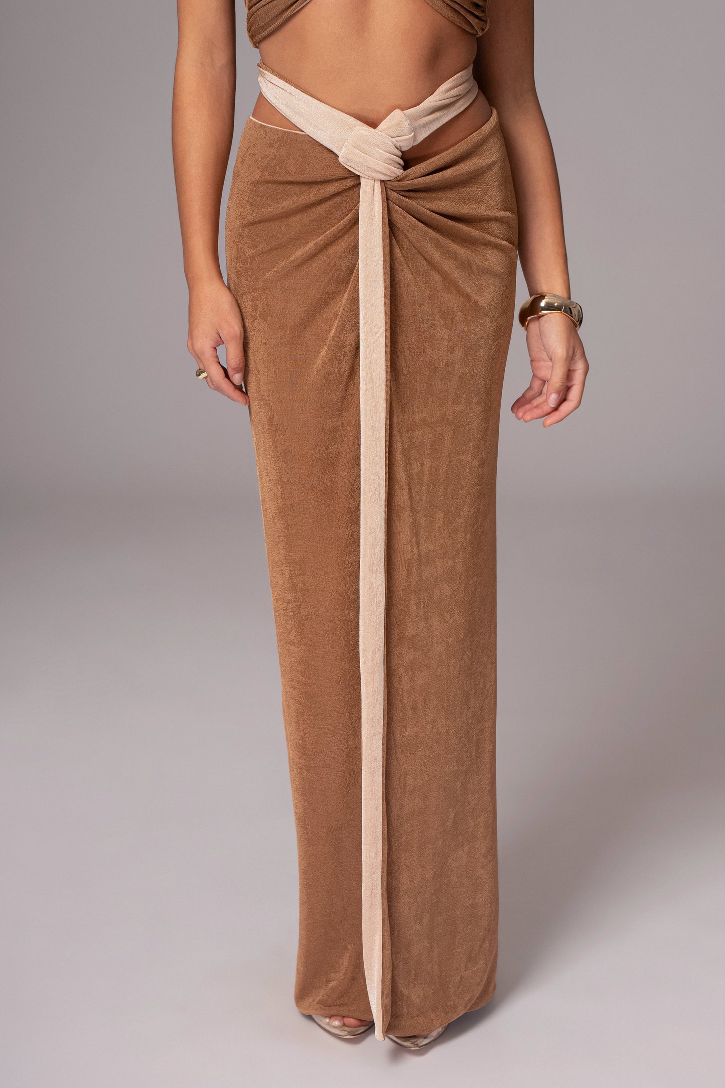 Brown/Beige Venus Reversible Skirt Set JLUXLABEL