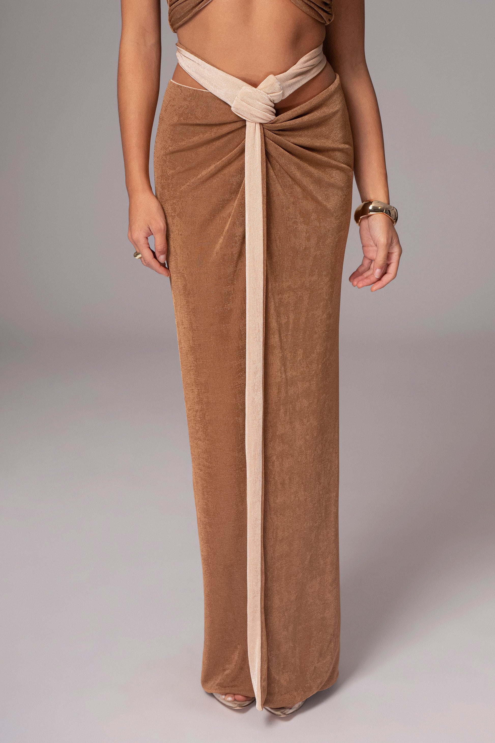 Brown/Beige Venus Reversible Skirt Set JLUXLABEL