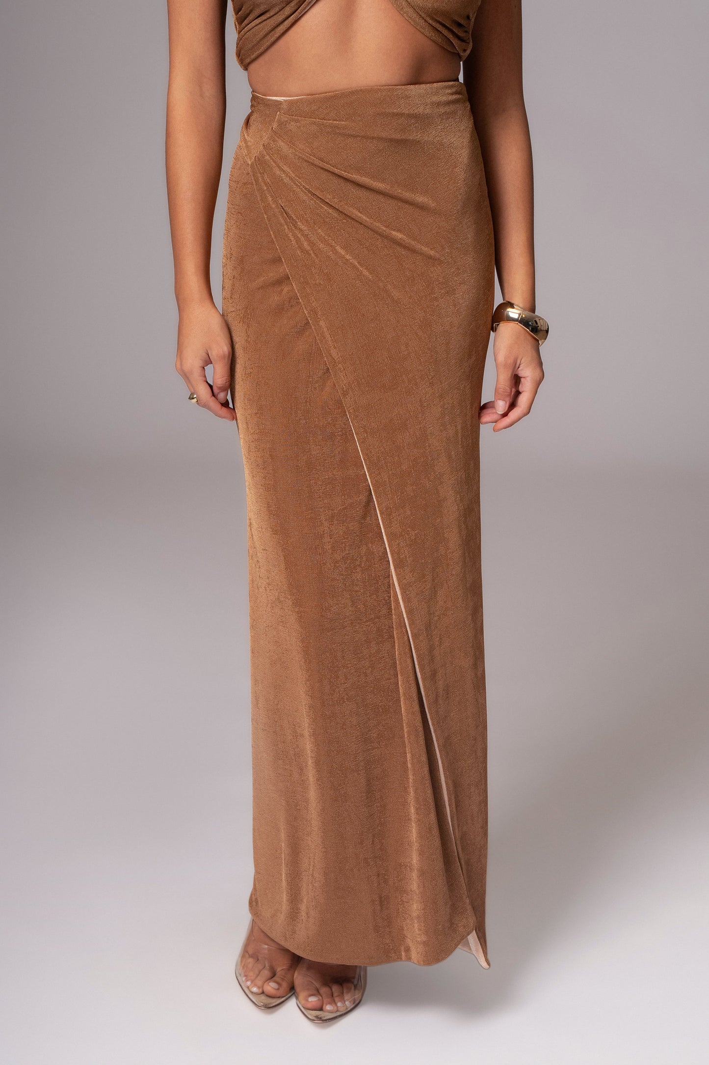 Brown/Beige Venus Reversible Skirt Set JLUXLABEL