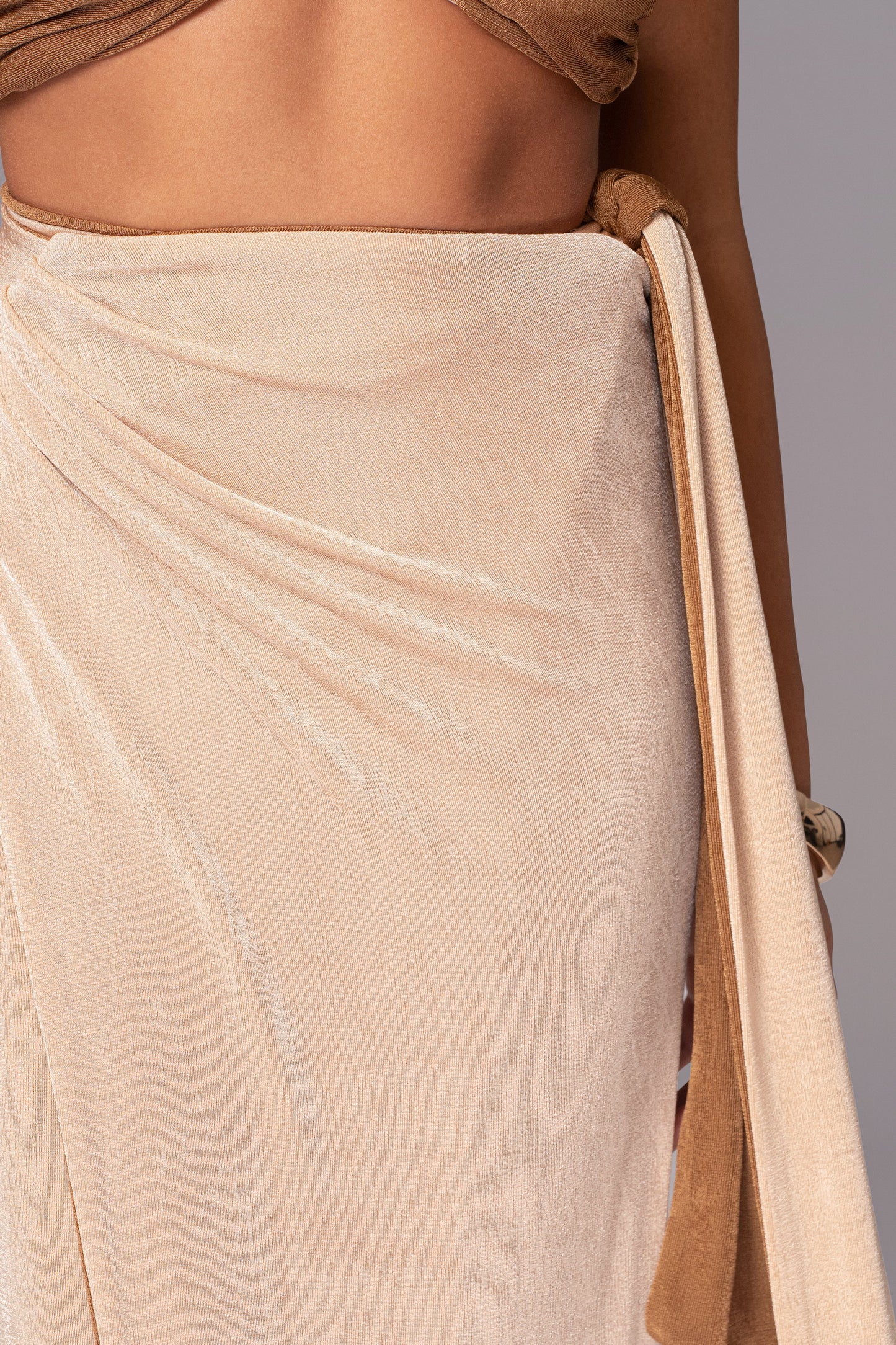 Brown/Beige Venus Reversible Skirt Set JLUXLABEL