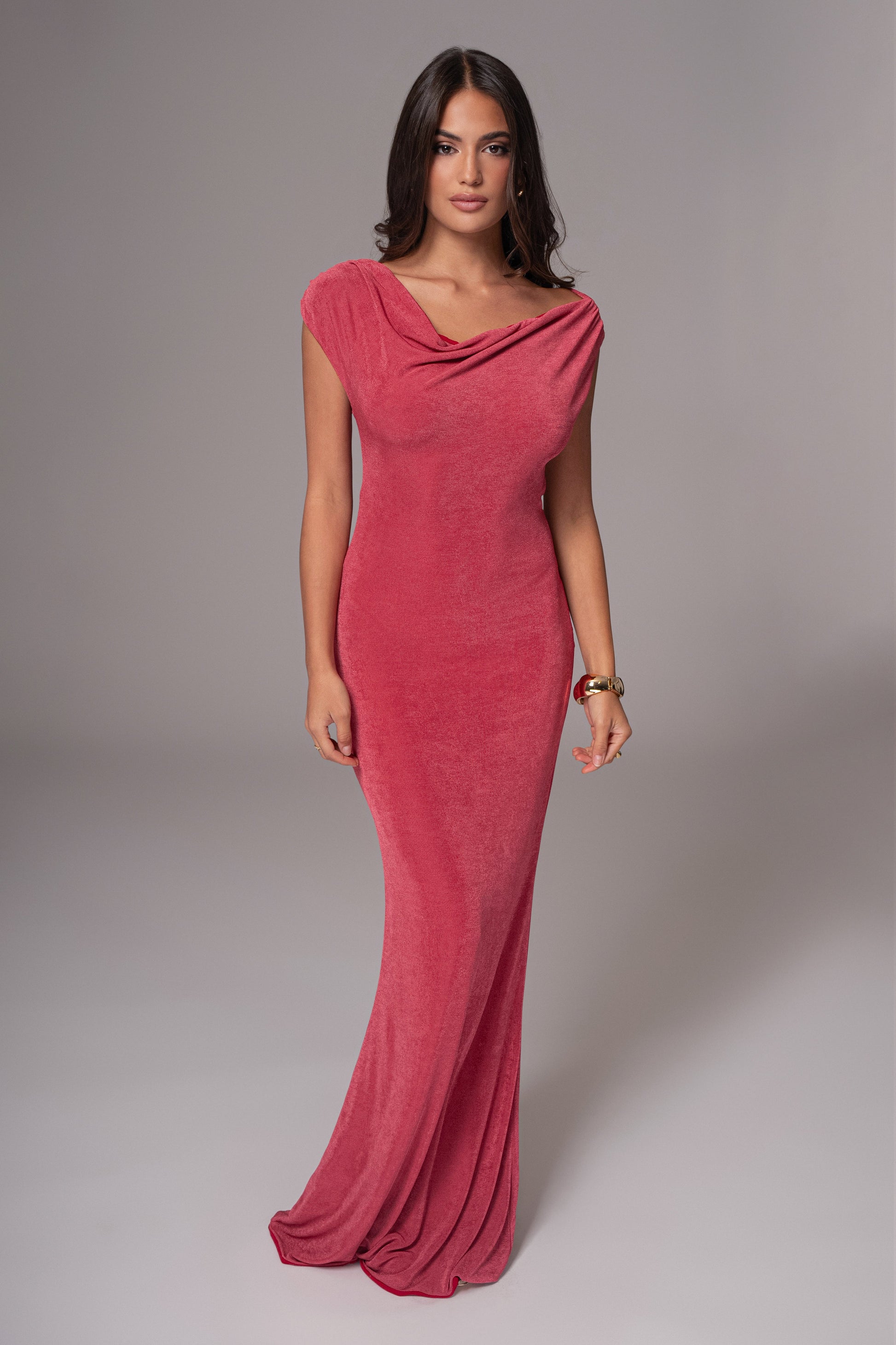 Berry/Red Classic Elegance Reversible Maxi Dress JLUXLABEL